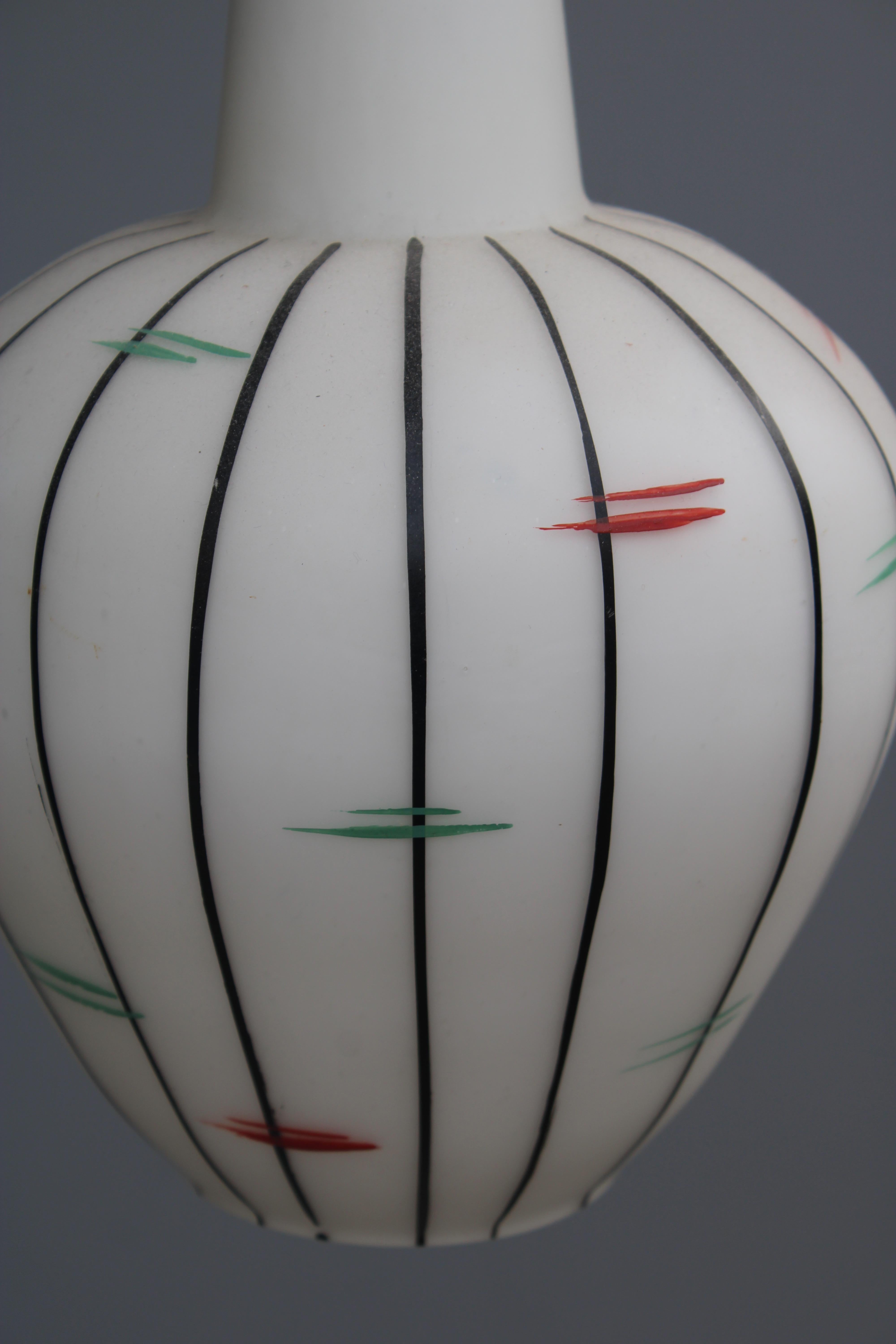 Mid-20th Century Vistosi 1950s Murano glass pendant chandelier Brass rod