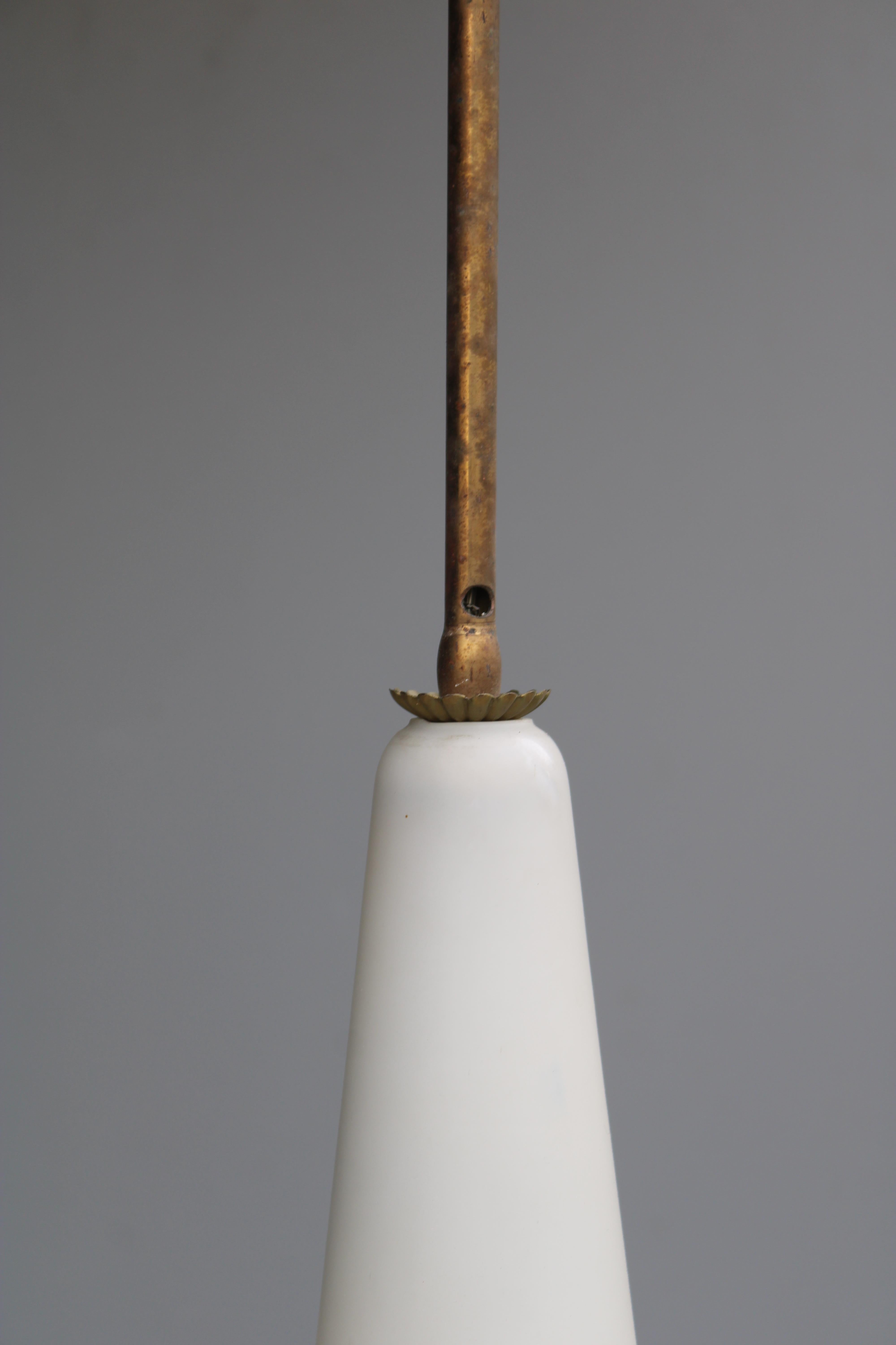 Vistosi 1950s Murano glass pendant chandelier Brass rod 1