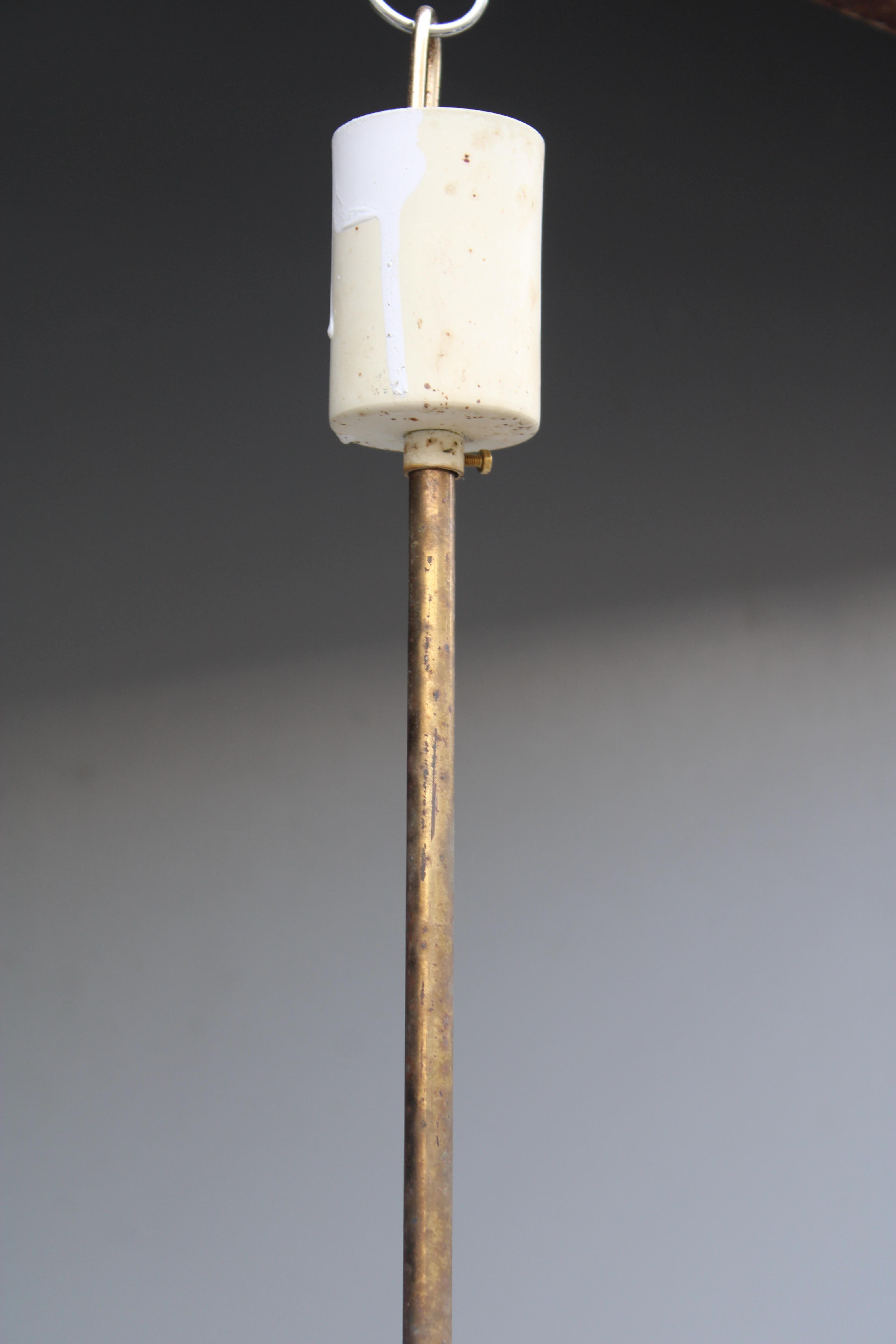Vistosi 1950s Murano glass pendant chandelier Brass rod 2