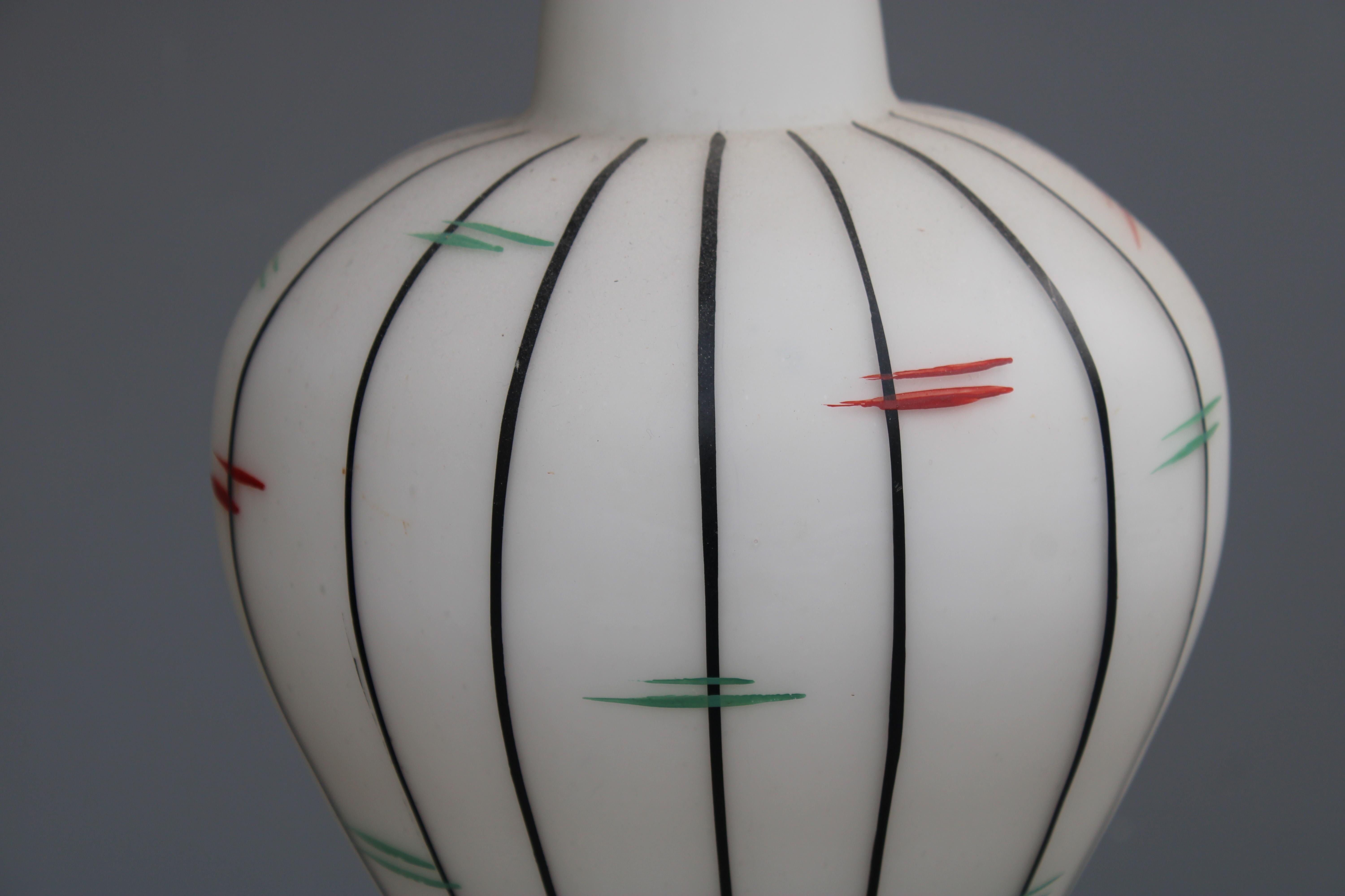 Vistosi 1950s Murano glass pendant chandelier Brass rod 3