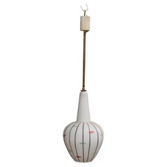 Vistosi 1950s Murano glass pendant chandelier Brass rod