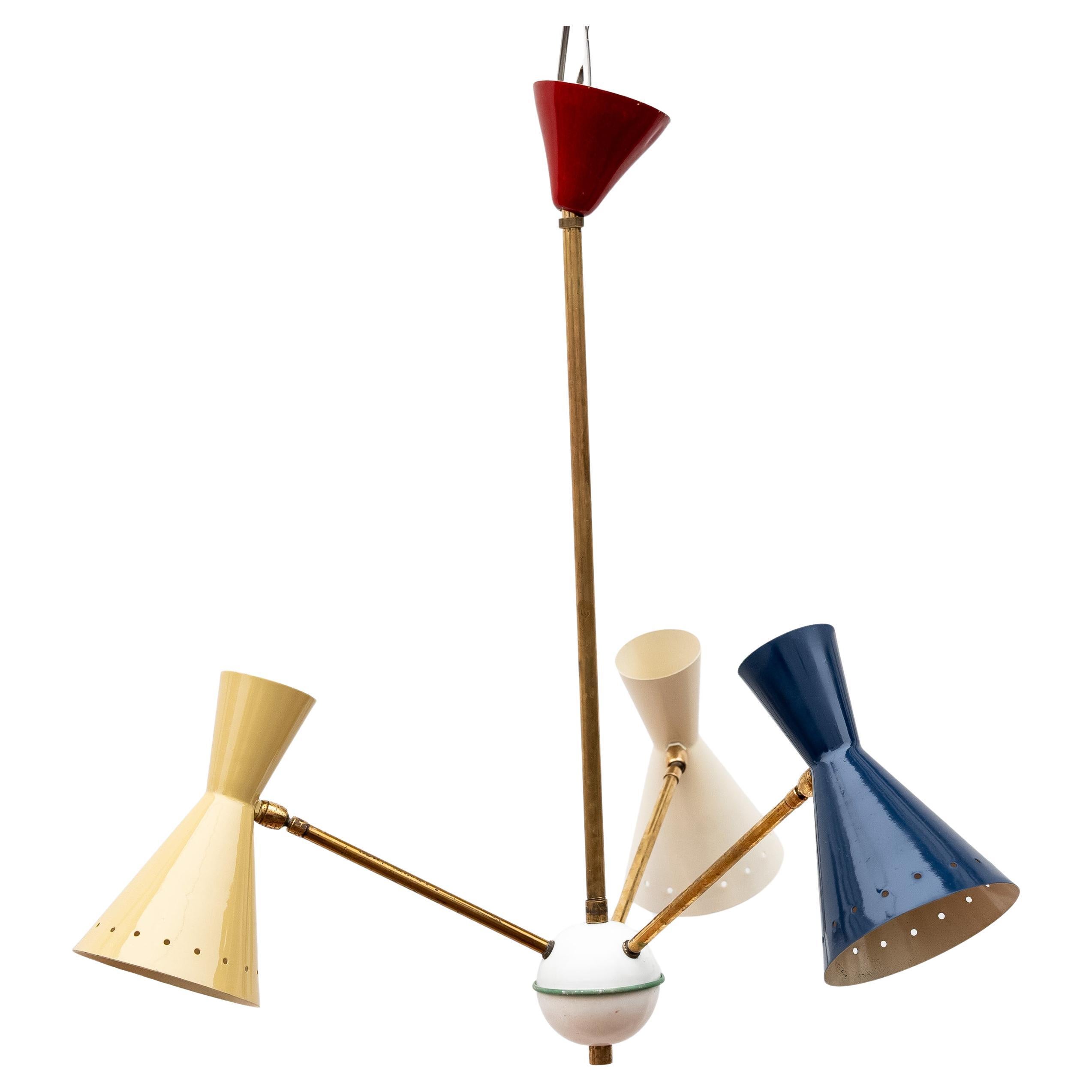 Lampadario a tre luci Anni 
50 stile STILNOVO in vendita