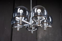 Lustre Airer Club de Gaetano Sciolari, chrome et verre, Italie, années 1960