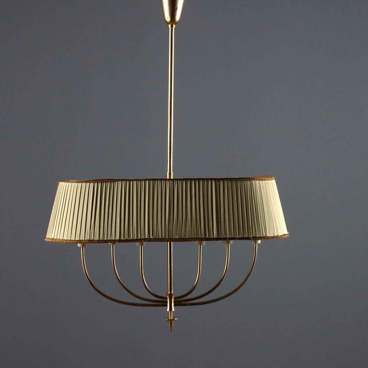 Ottone Lampadario anni '40 '50 a sei punti luce