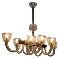 Vintage 1940s-50s Murano glass chandelier with eight light points