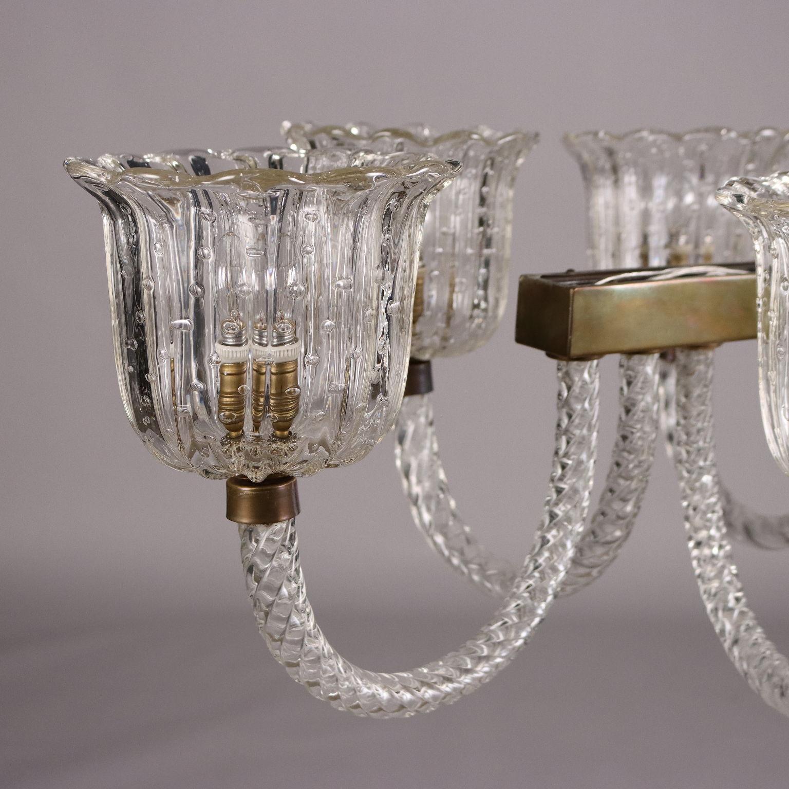 1940s Italian Manufacture Chandelier, Murano Glass For Sale 2