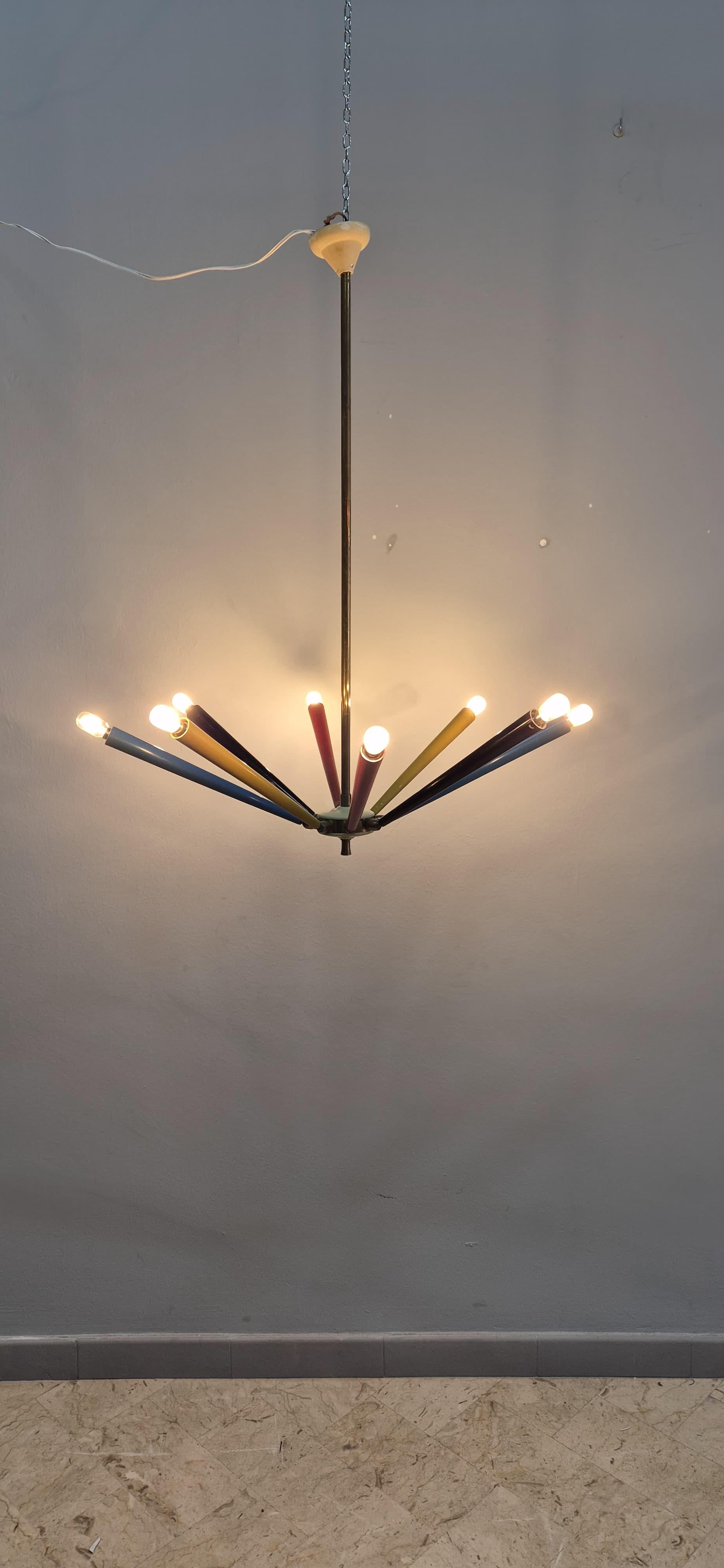 Lampadario anni '50 colorato in vendita 5