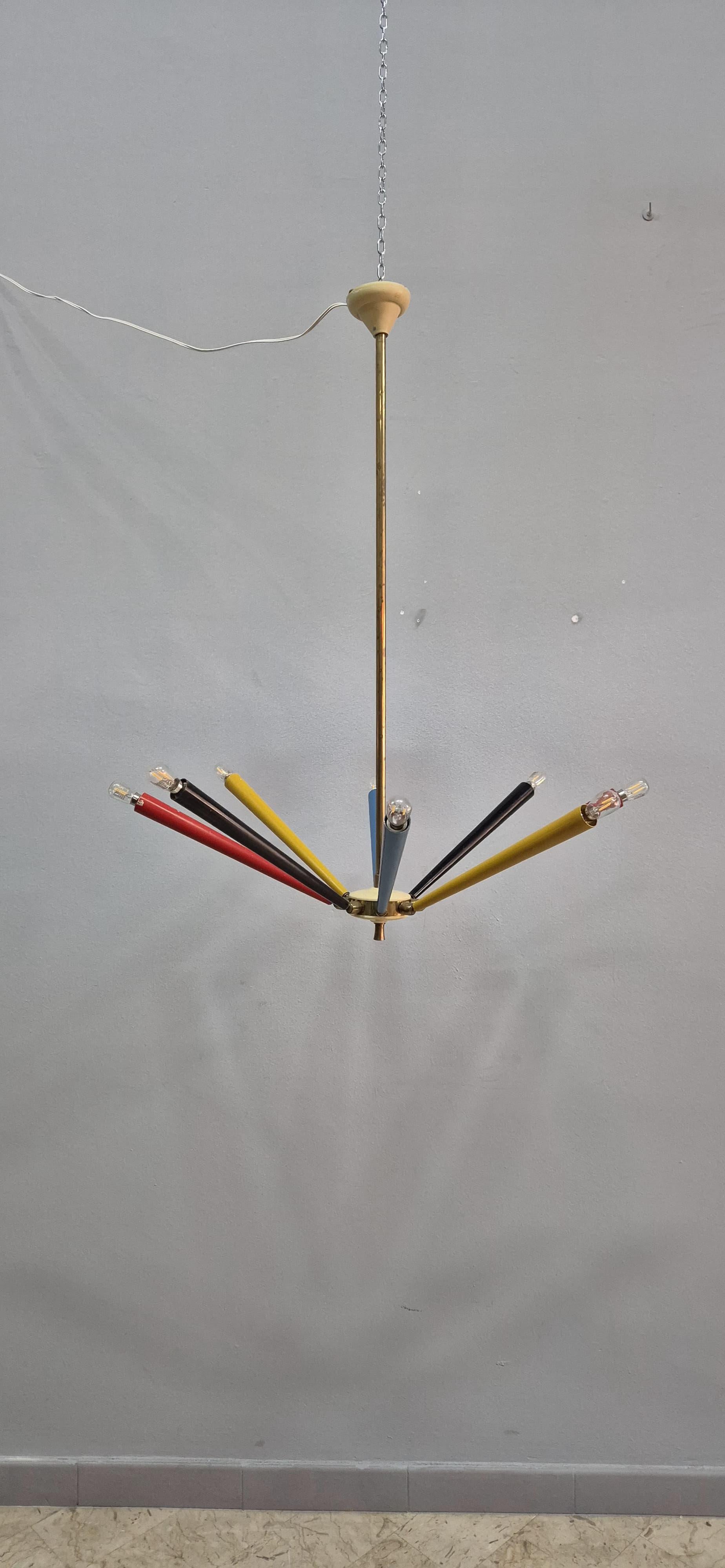 Lampadario anni '50 colorato in vendita 6