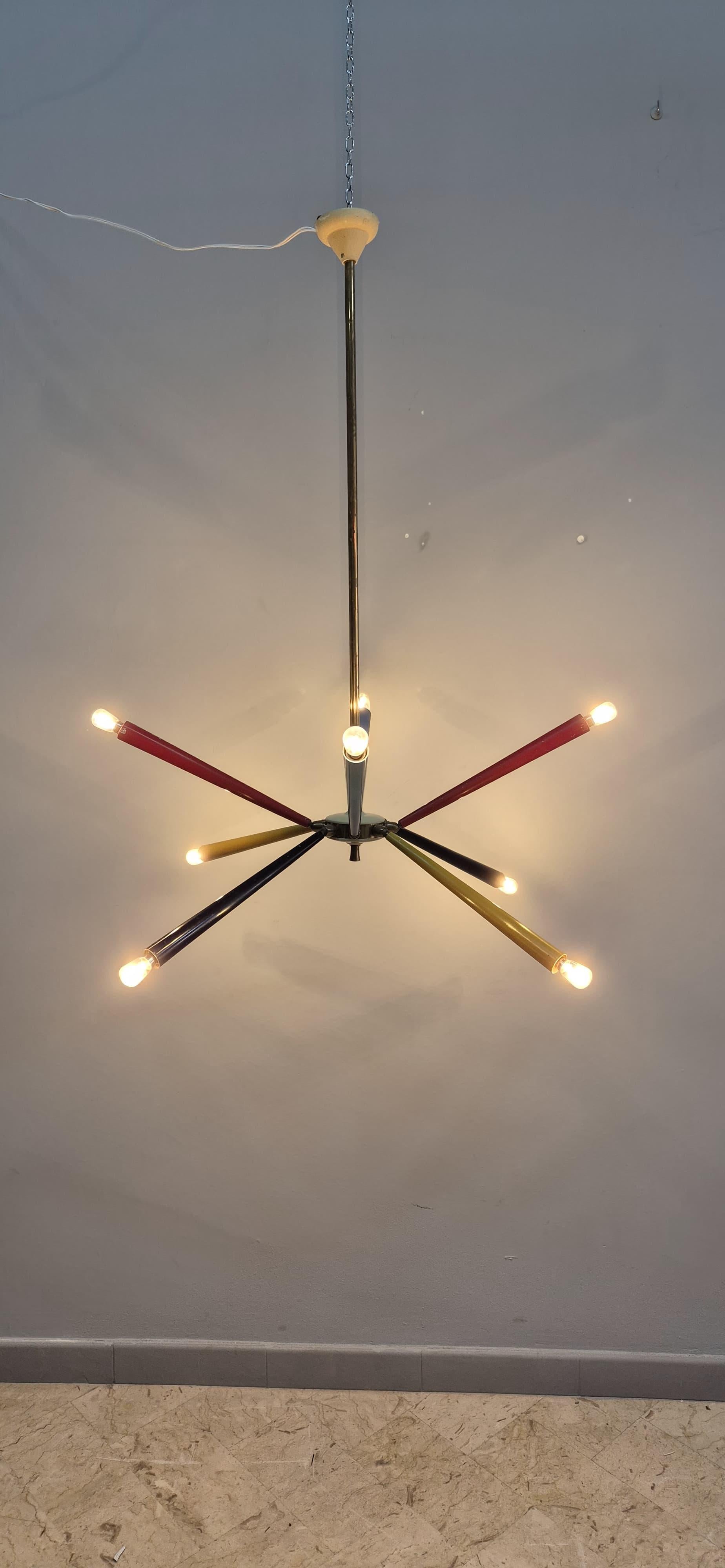 Lampadario anni '50 colorato in vendita 7