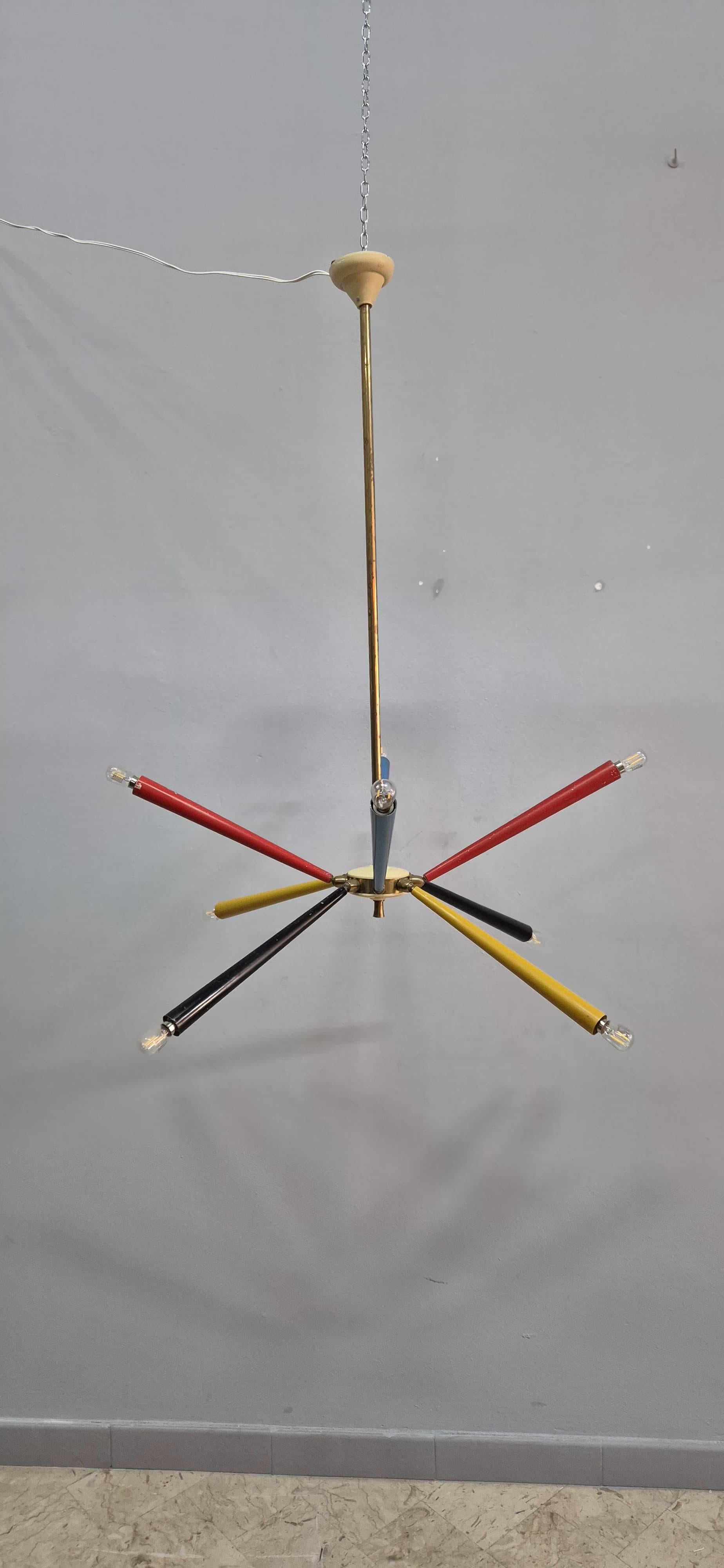 Lampadario anni '50 colorato in vendita 8