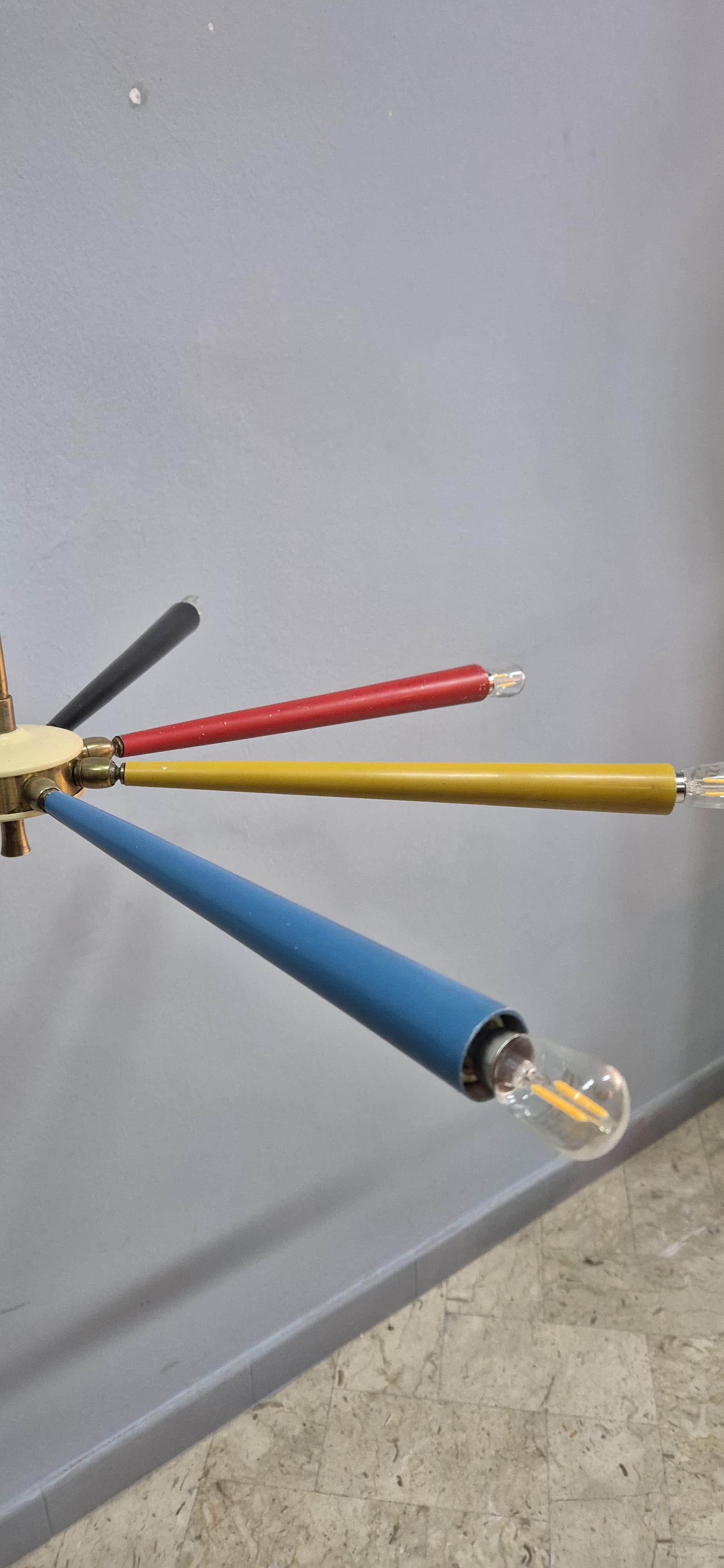 Lampadario anni '50 colorato in vendita 11