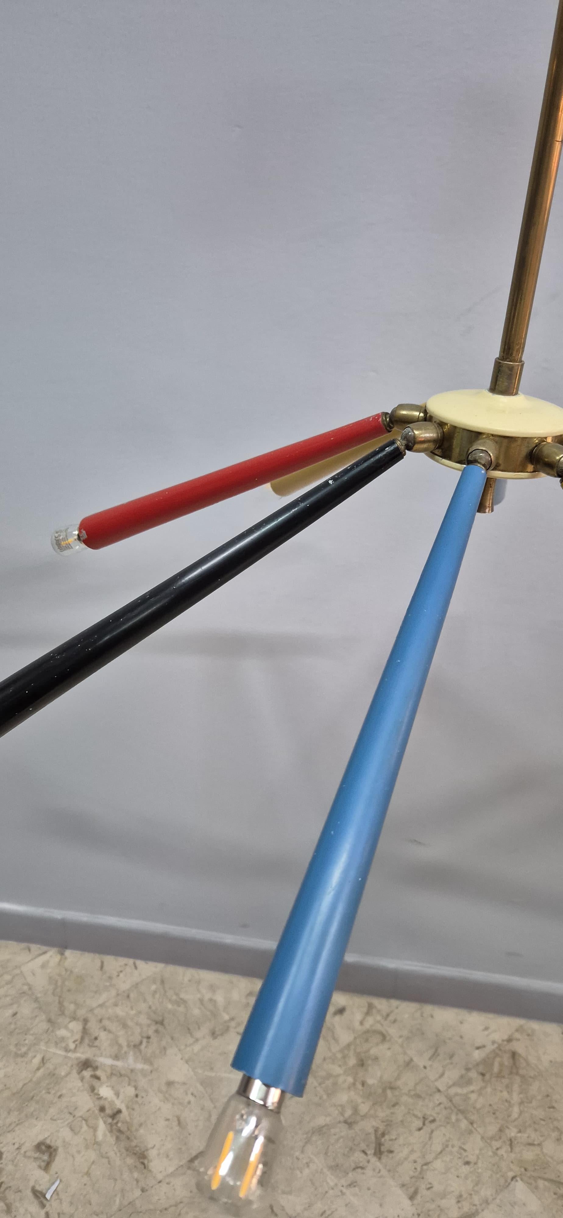 Metallo Lampadario anni '50 colorato in vendita
