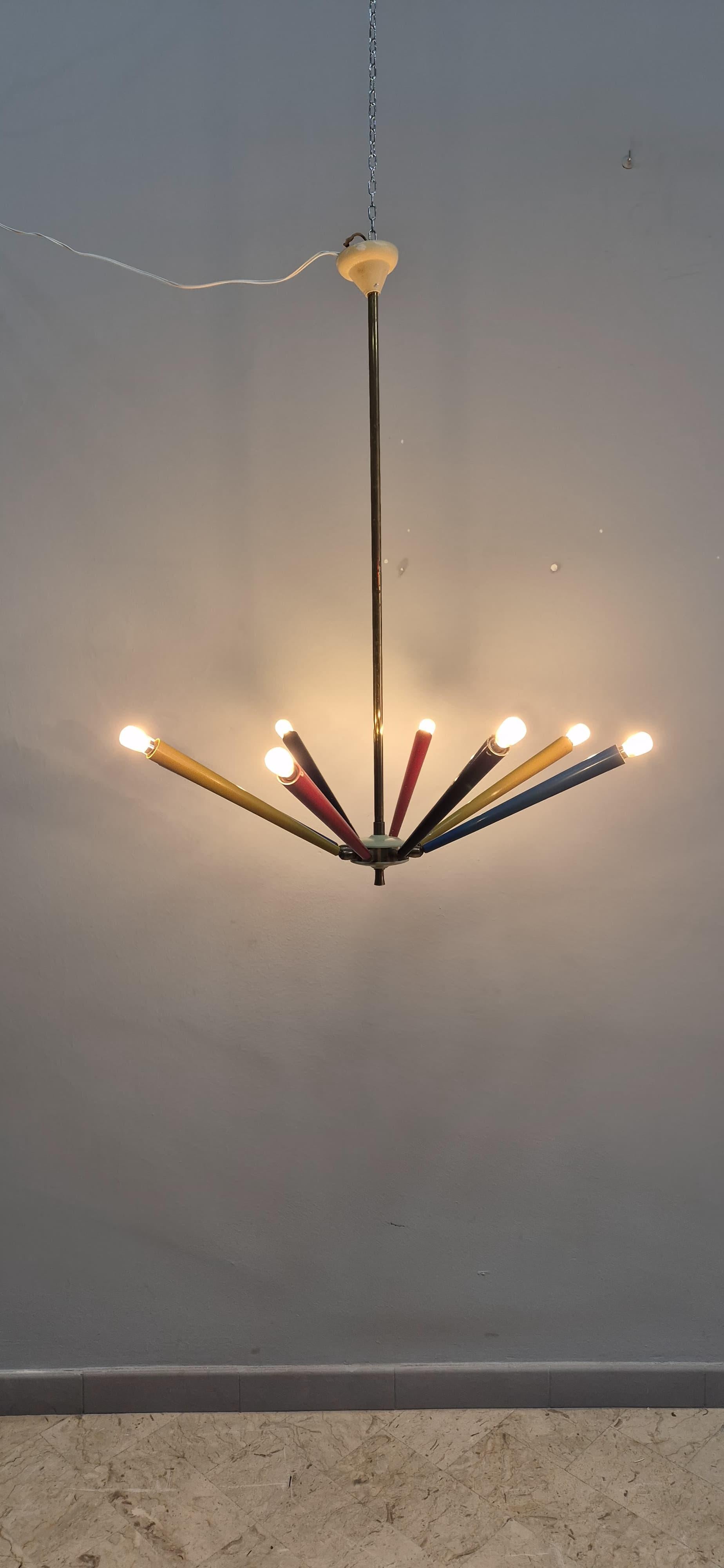 Lampadario anni '50 colorato in vendita 4