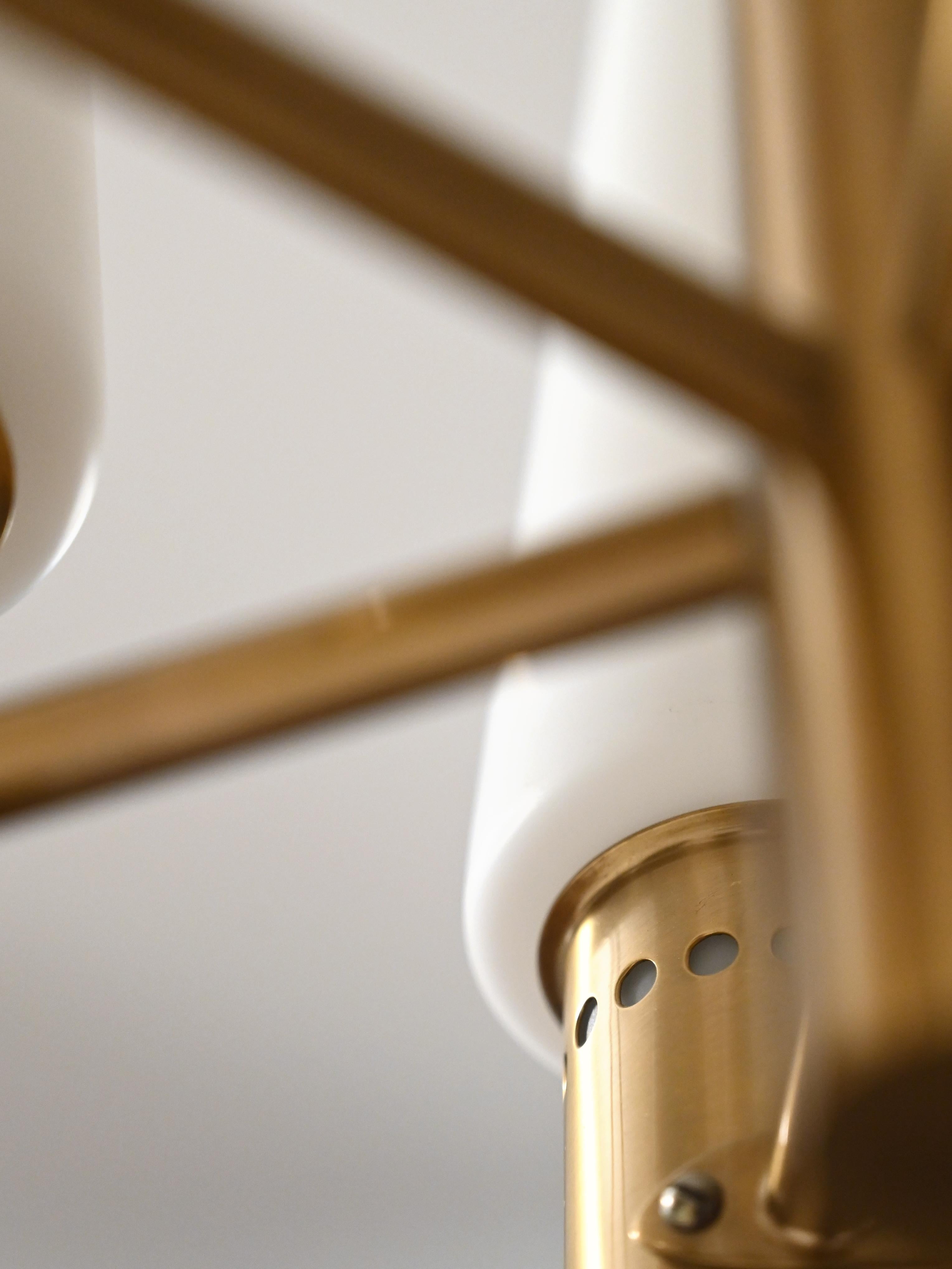 Brass 1950s brass and glass chandelier by Hans-Agne Jakobsson For Sale