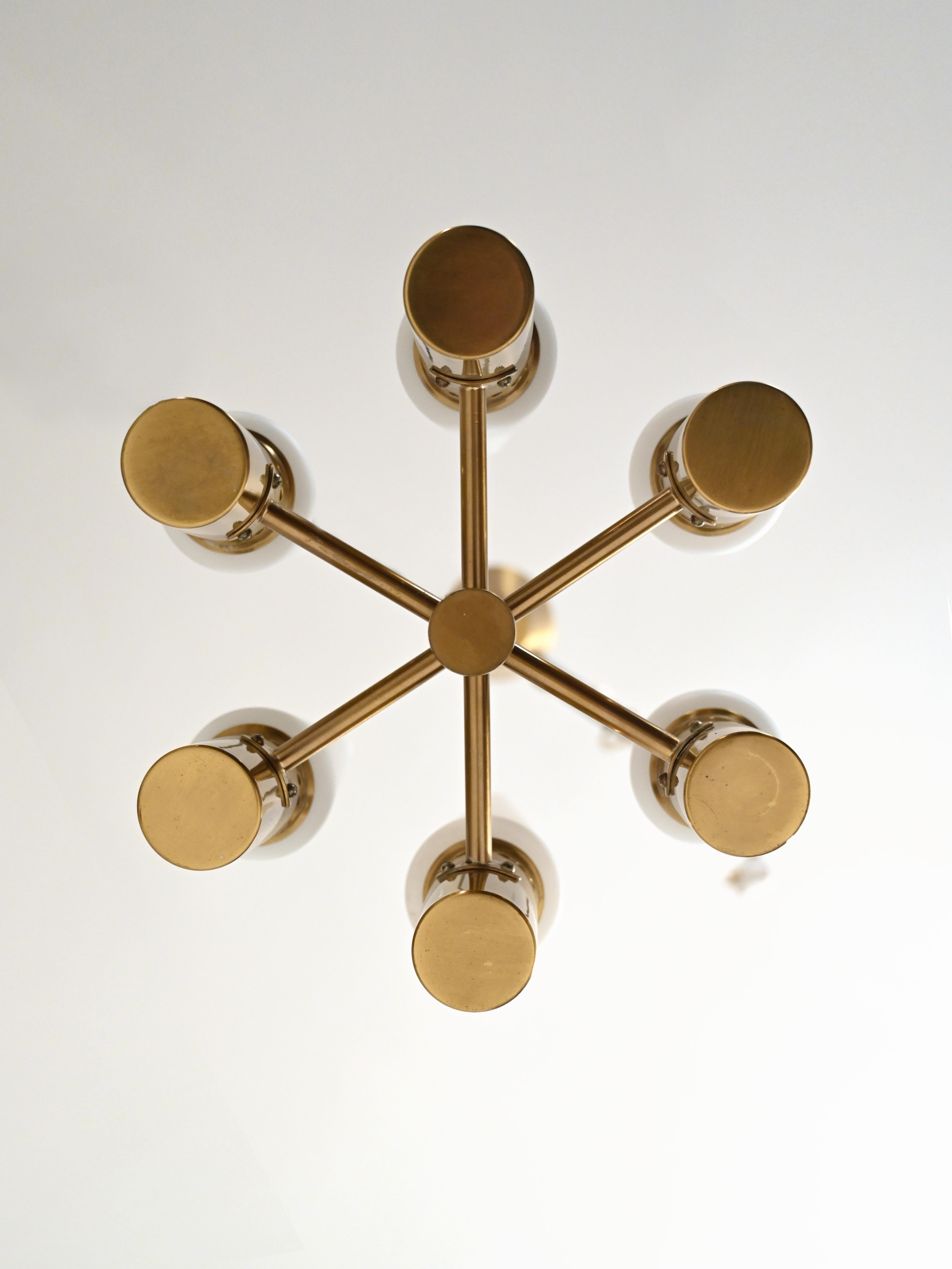1950s brass and glass chandelier by Hans-Agne Jakobsson For Sale 1