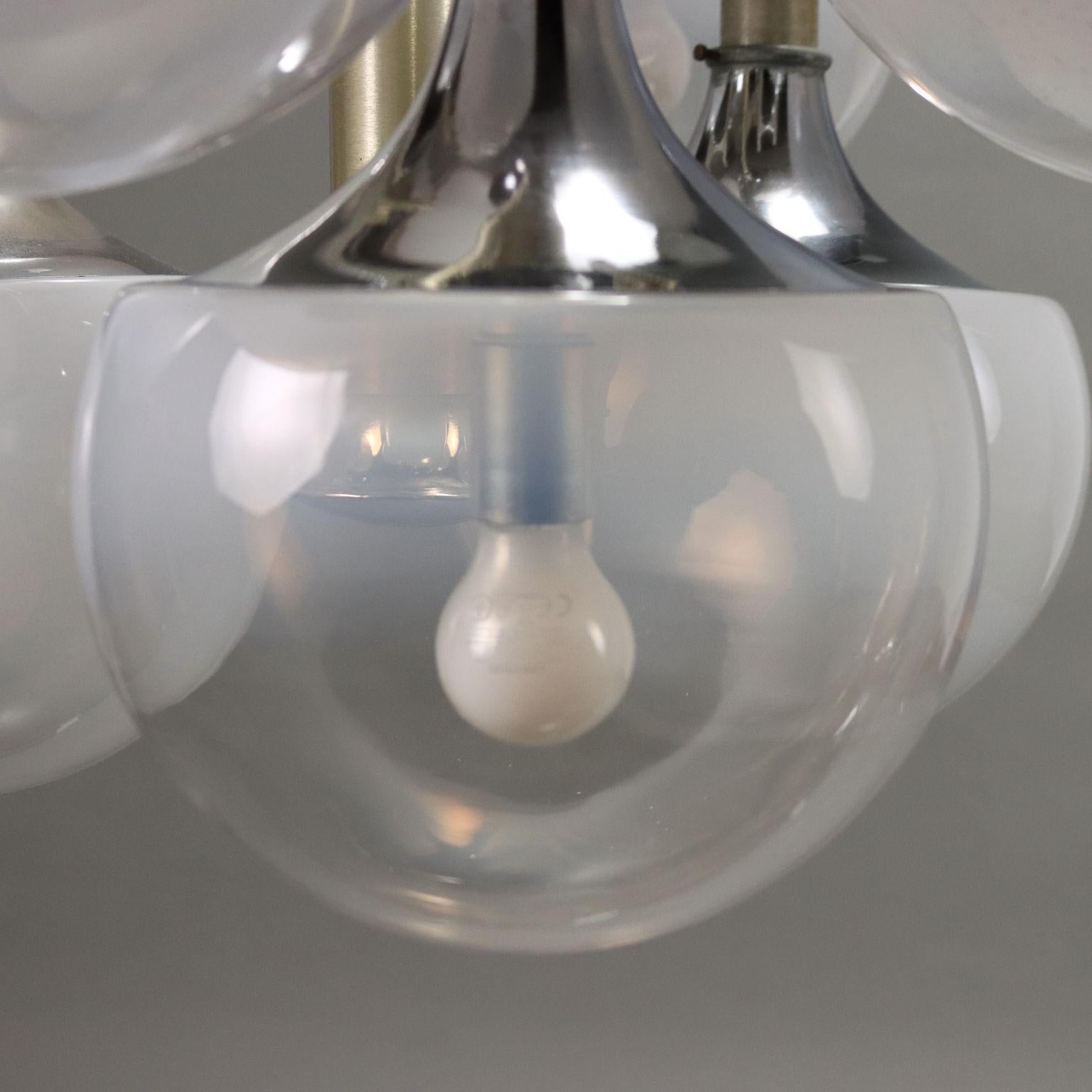 Acier Lustre à neuf lumières des années 1960-70 en vente