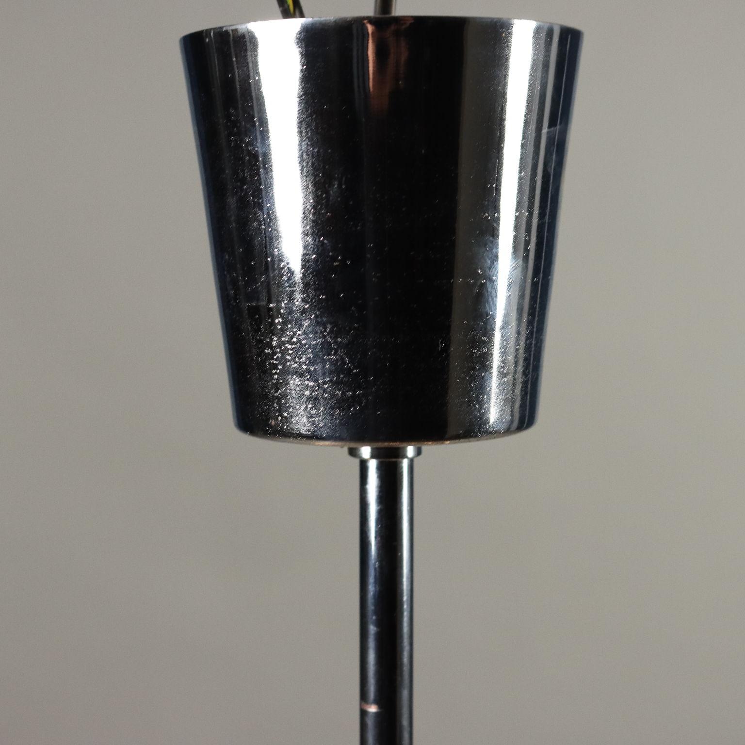 Lampadario Anni 60-70 in netallo e vetro in vendita 4
