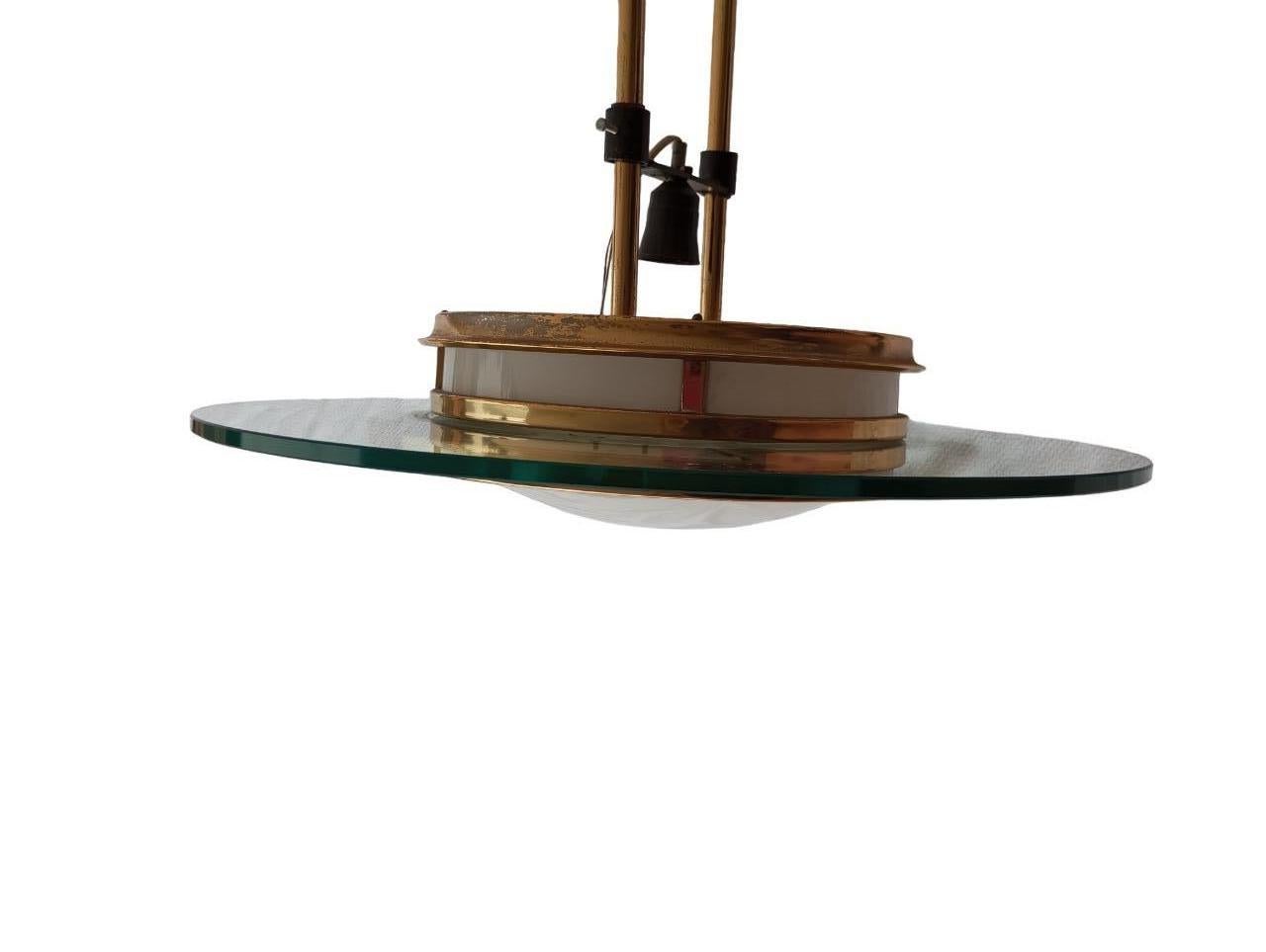 Mid-20th Century Lampadario anni 60/70  in vetro di Murano trasparente e satinato fatto a disco in vendita