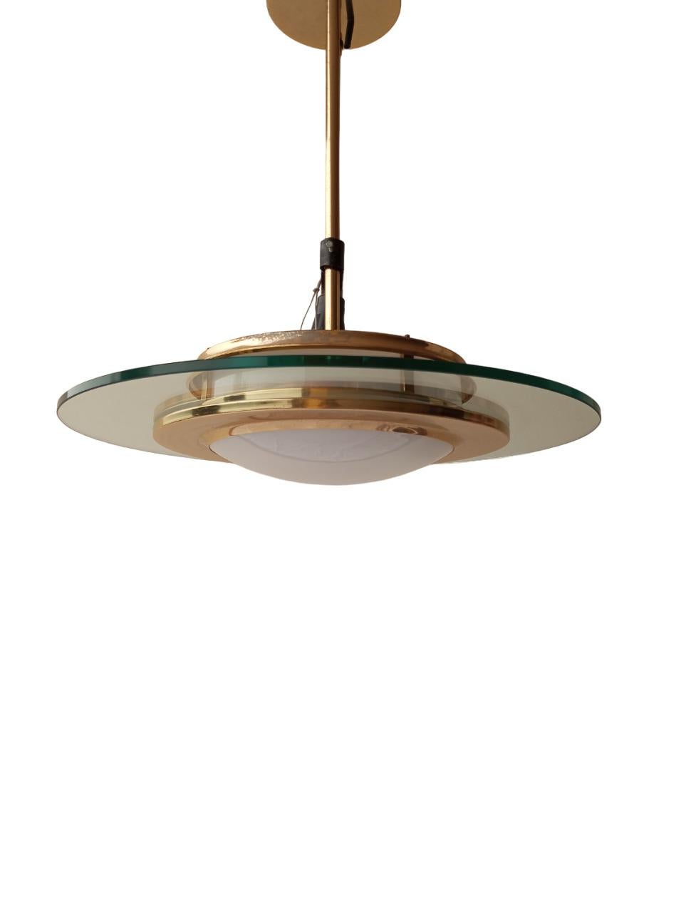 Lampadario anni 60/70  in vetro di Murano trasparente e satinato fatto a disco in vendita 1