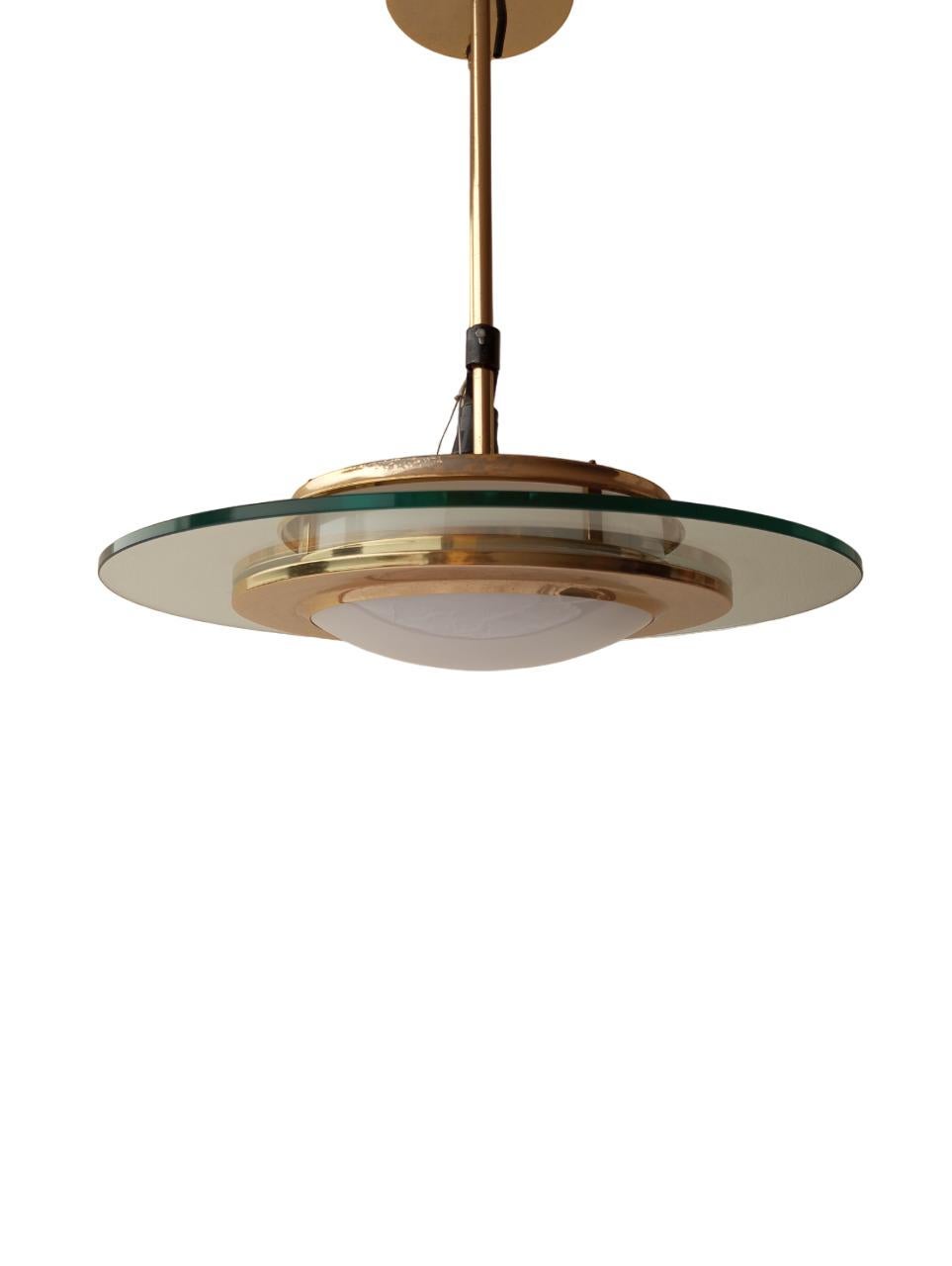 Lampadario anni 60/70  in vetro di Murano trasparente e satinato fatto a disco in vendita 4
