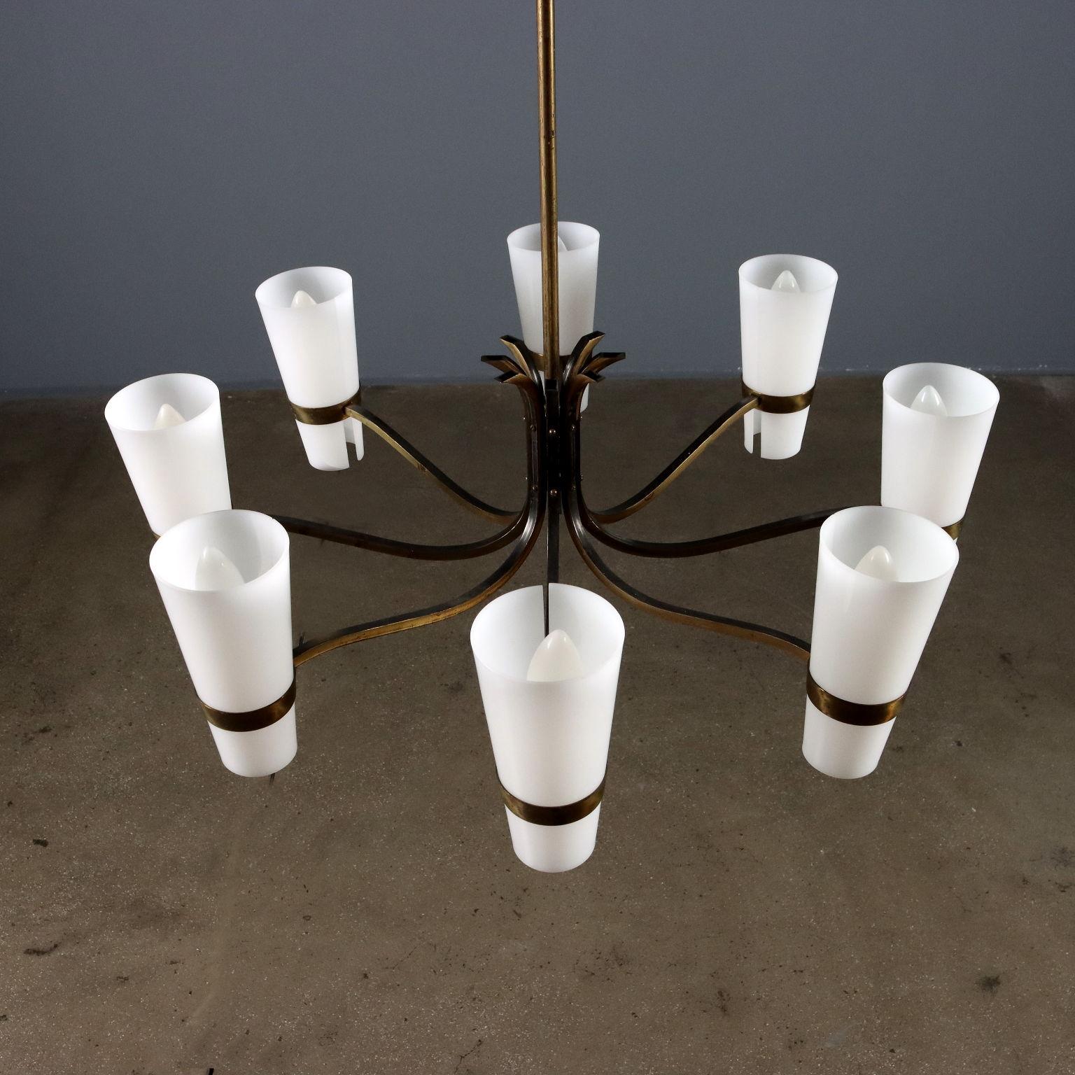 Lampadario Anni '60 a Otto Punti Luce in vendita 3