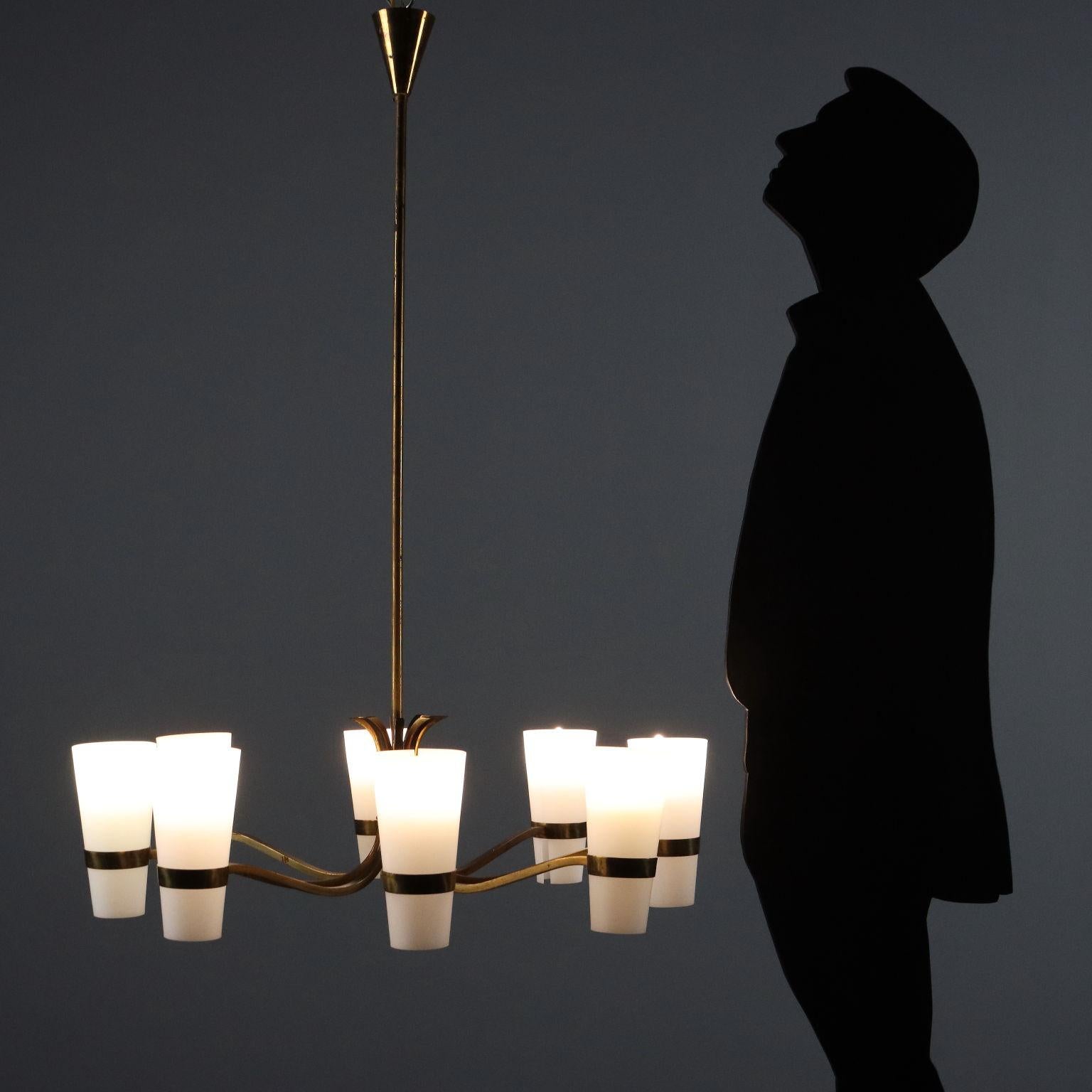 Mid-Century moderno Lampadario Anni '60 a Otto Punti Luce in vendita