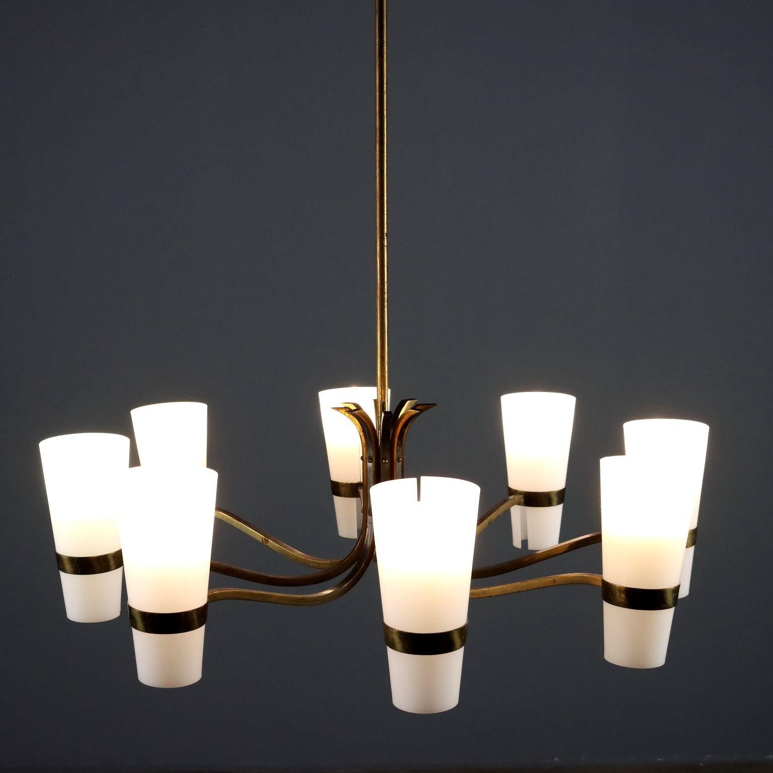 Italian Lampadario Anni '60 a Otto Punti Luce in vendita