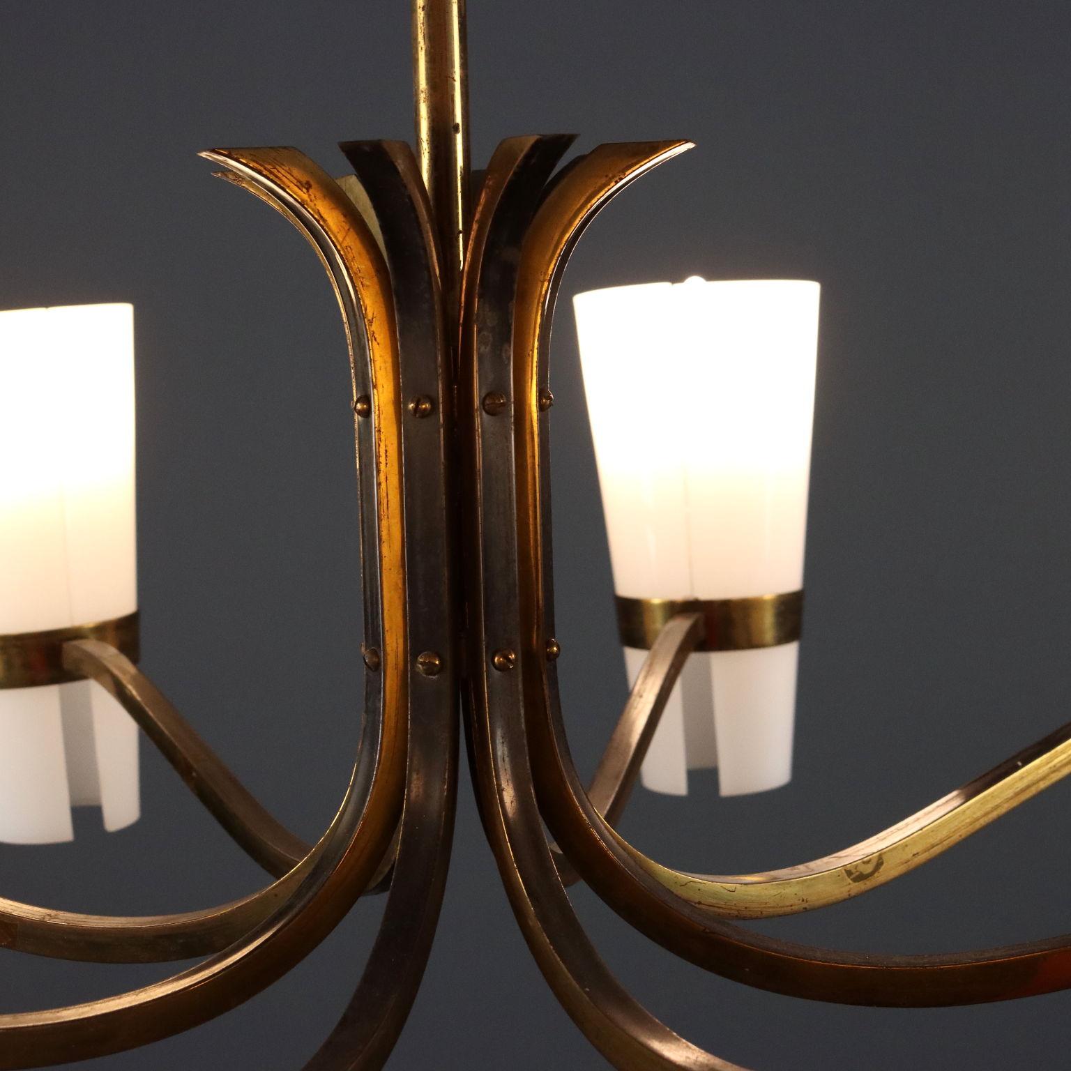 Ottone Lampadario Anni '60 a Otto Punti Luce in vendita