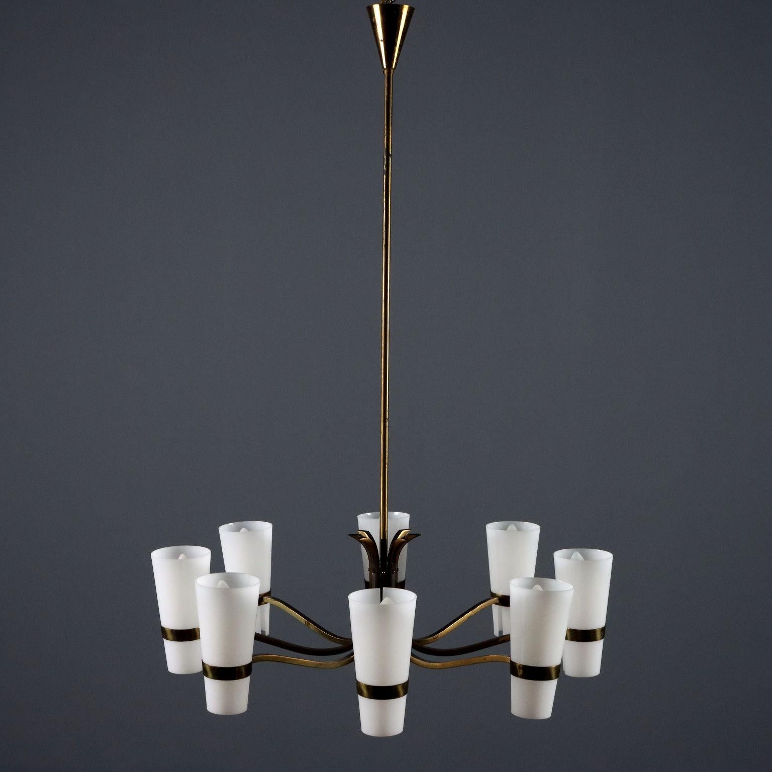 Lampadario Anni '60 a Otto Punti Luce in vendita 1