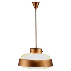 Lampadario Anni 60 in vetro e rame Lampadario Anni 60 in vetro e rame