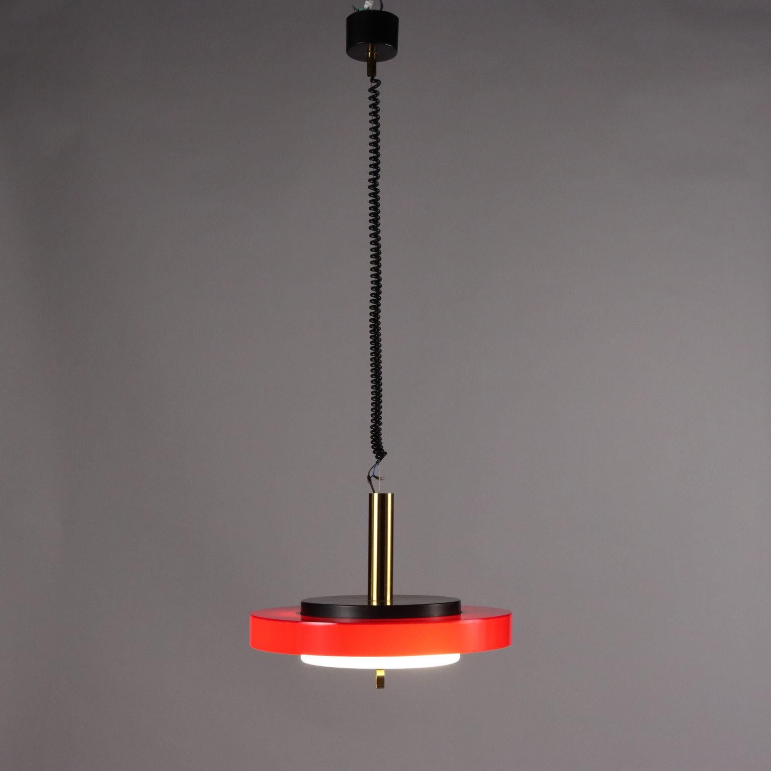 Italian 1960s red glass chandelier For Sale