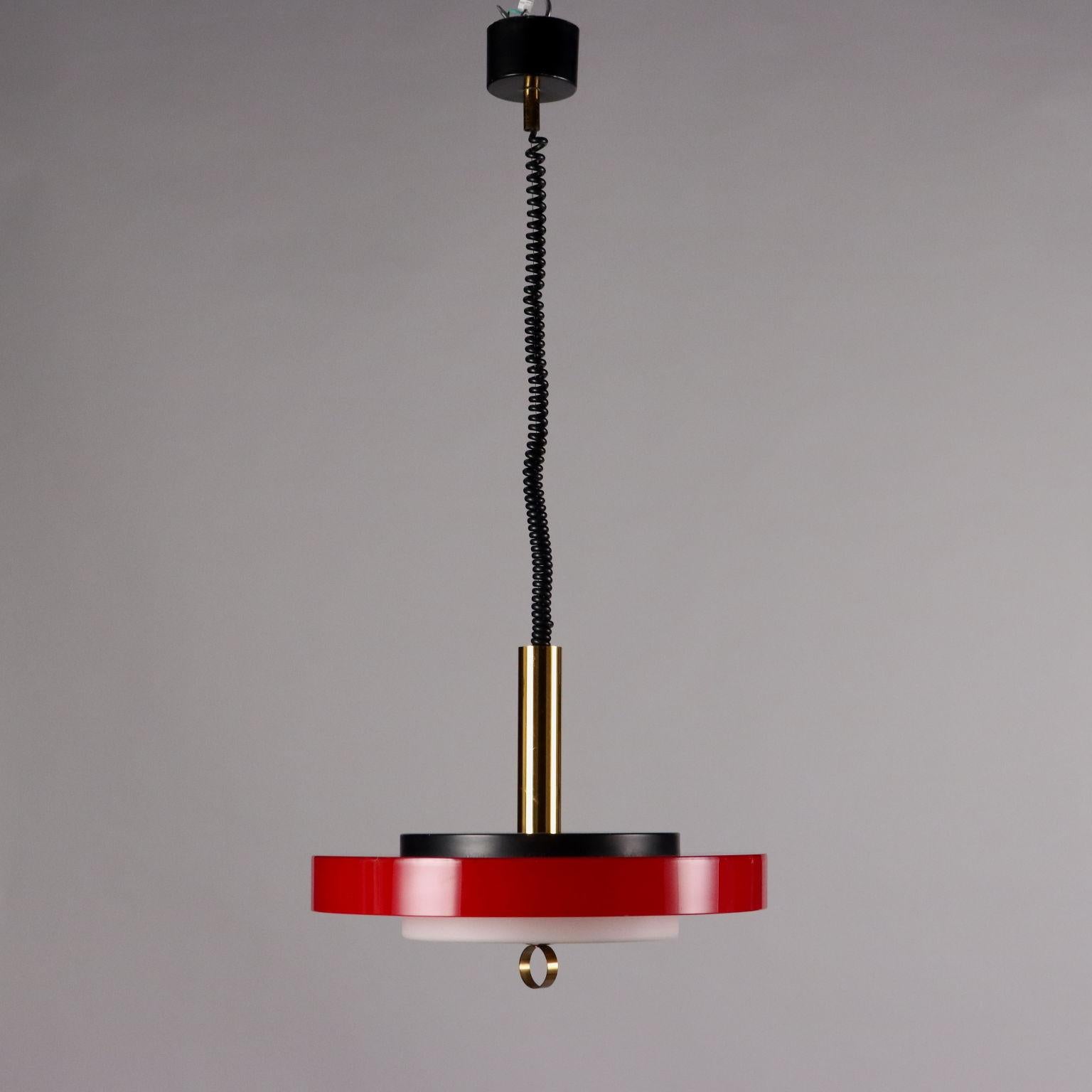 1960s red glass chandelier In Good Condition For Sale In Milano, IT