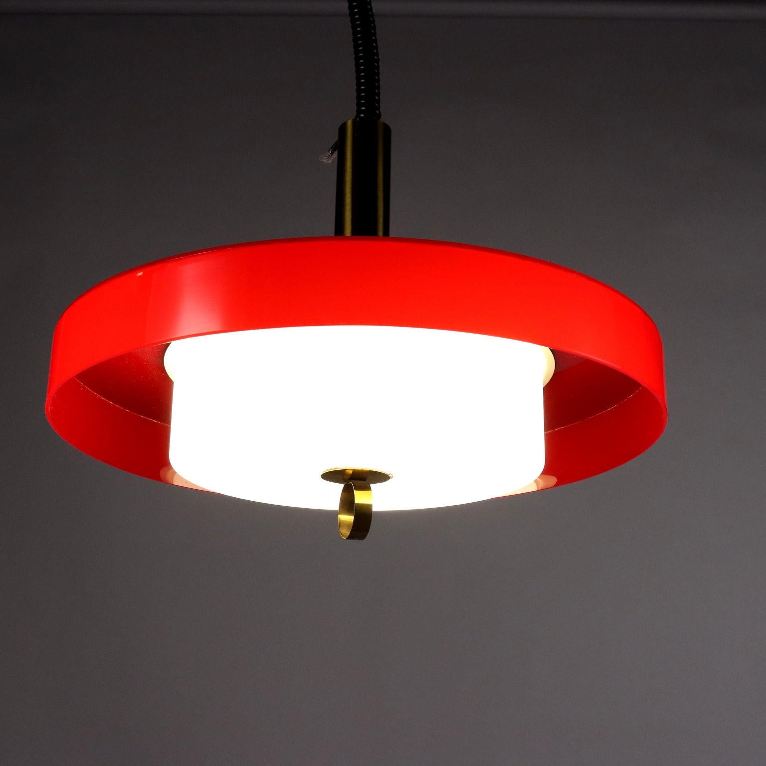 Mid-20th Century 1960s red glass chandelier For Sale