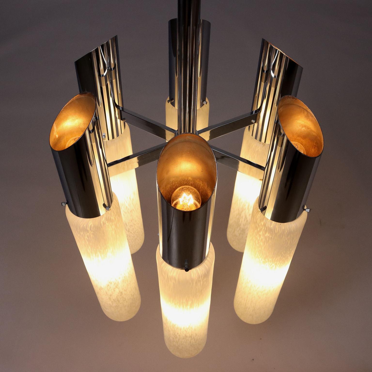 Metallo Lampadario Anni 60 Mazzega in vendita