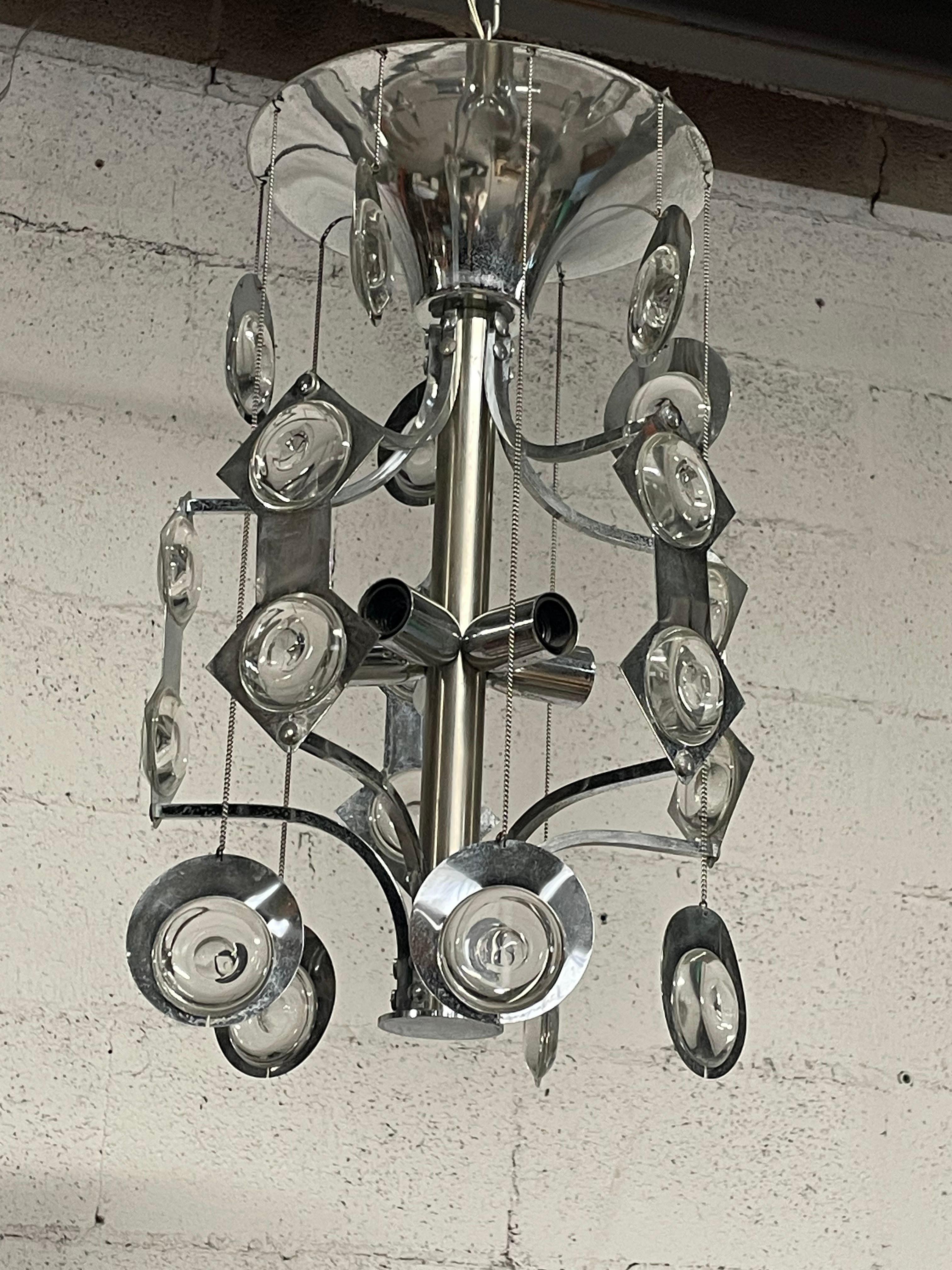 Space Age 1970s chandelier by Oscar Torlasco for Esperia (Italy) For Sale