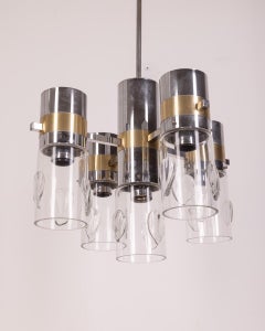 Lustre en métal et verre des années 70 gaetano sciolari