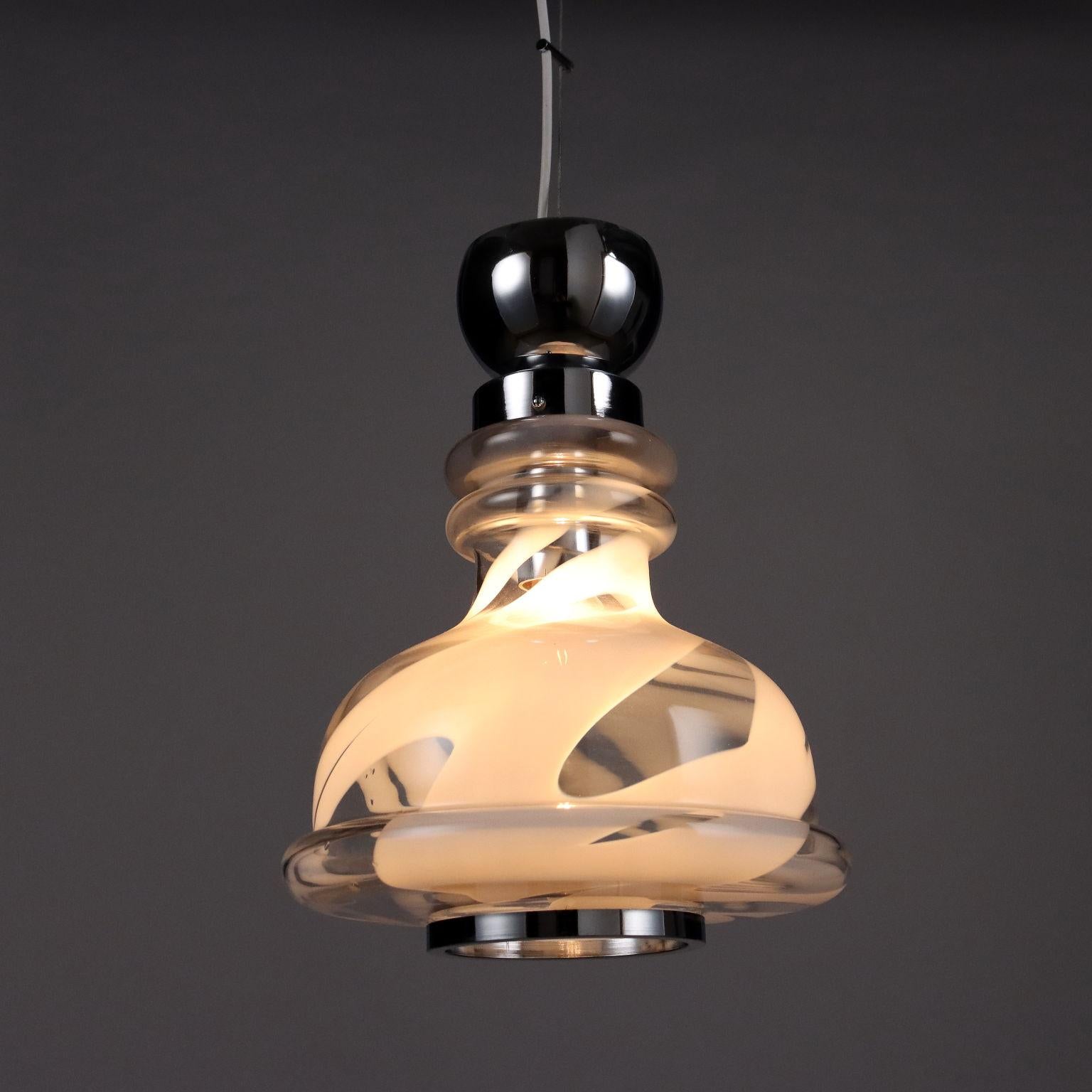 Italian 1970s blown glass chandelier For Sale