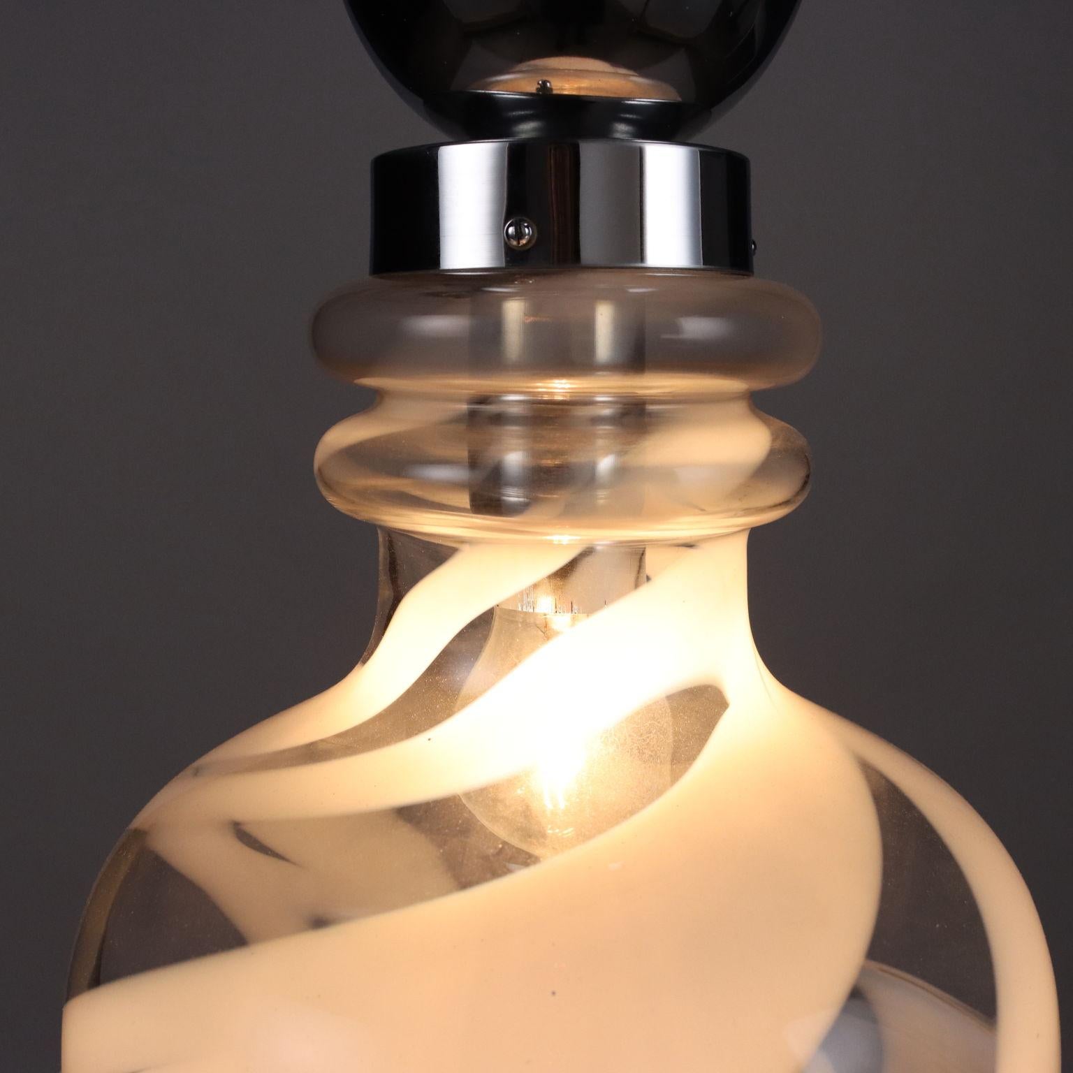 Mid-Century moderno Lampadario Anni 70 in vetro soffiato in vendita