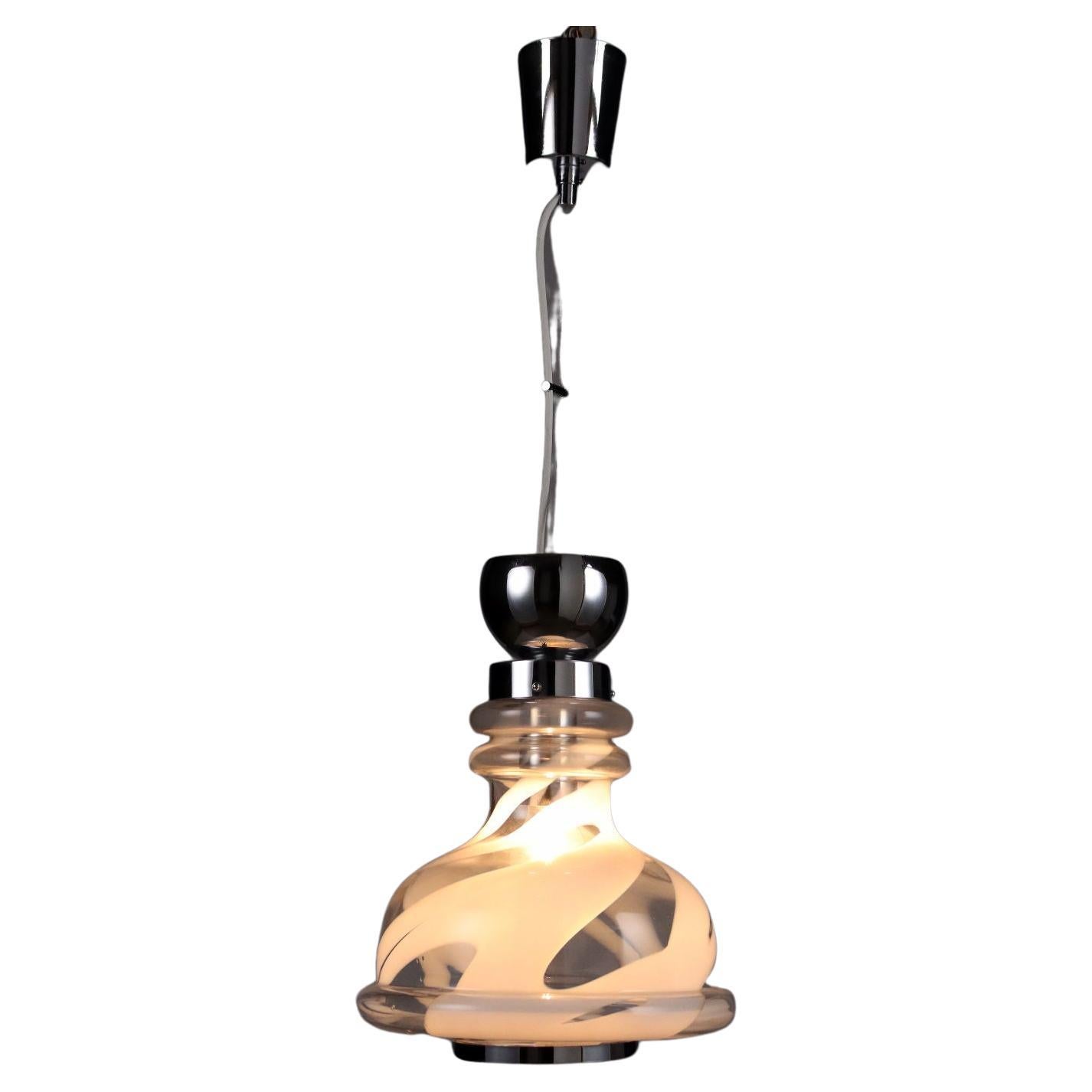 Lampadario Anni 70 in vetro soffiato
