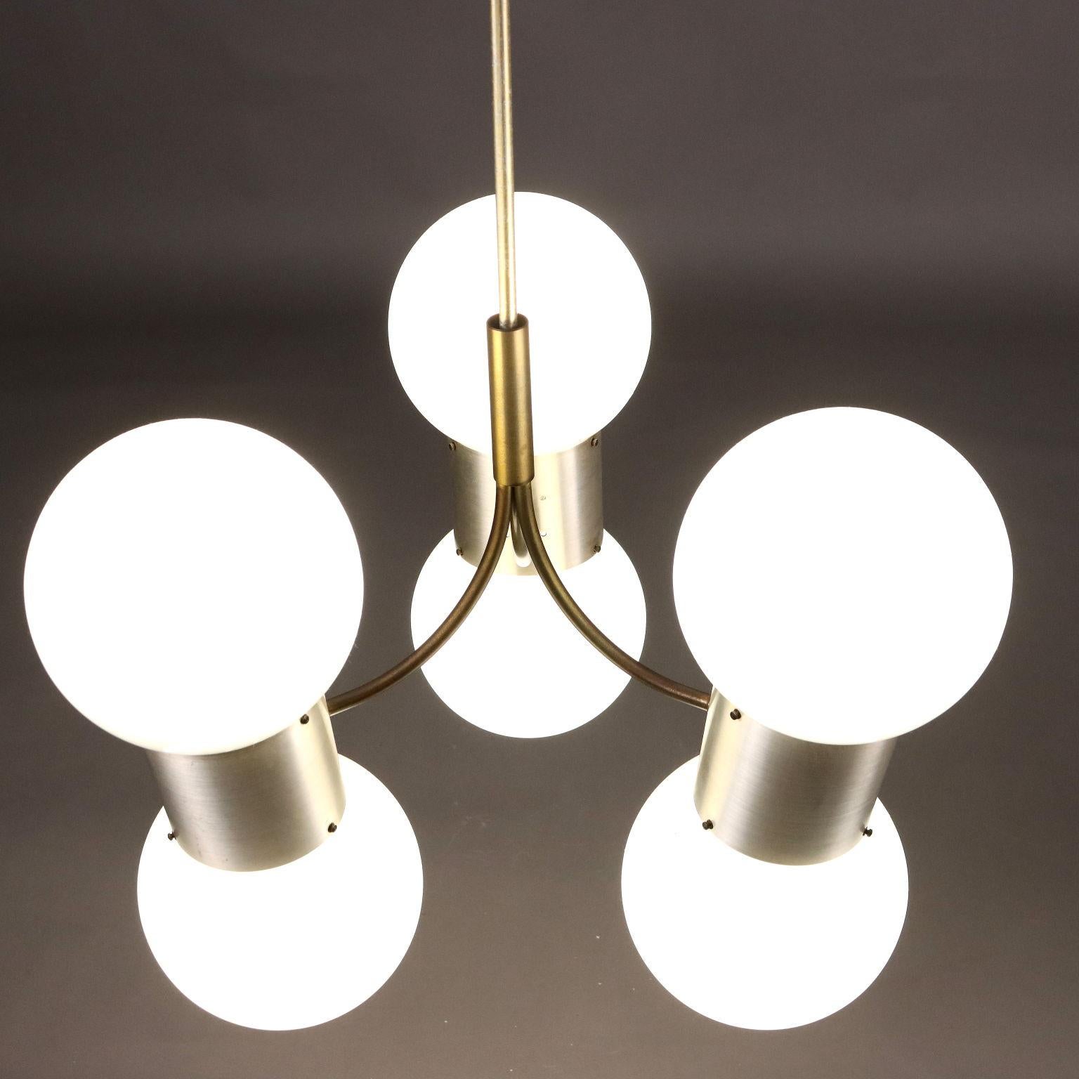 Araña de los años 70 con seis luces Aluminio en venta