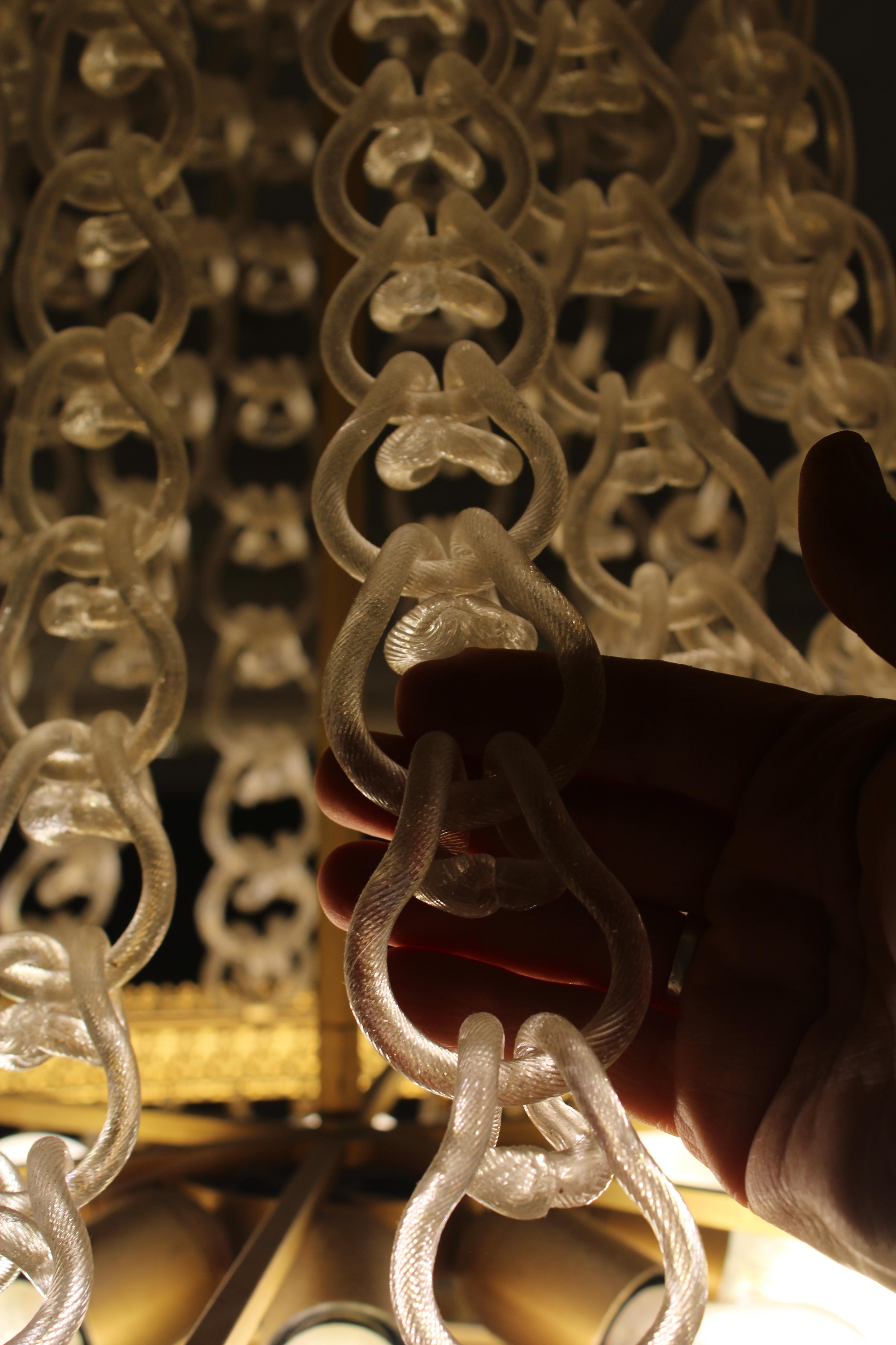 Archimdede Seguso 1950s Italy chandelier parts with gold and yellow powder Elegant For Sale 4