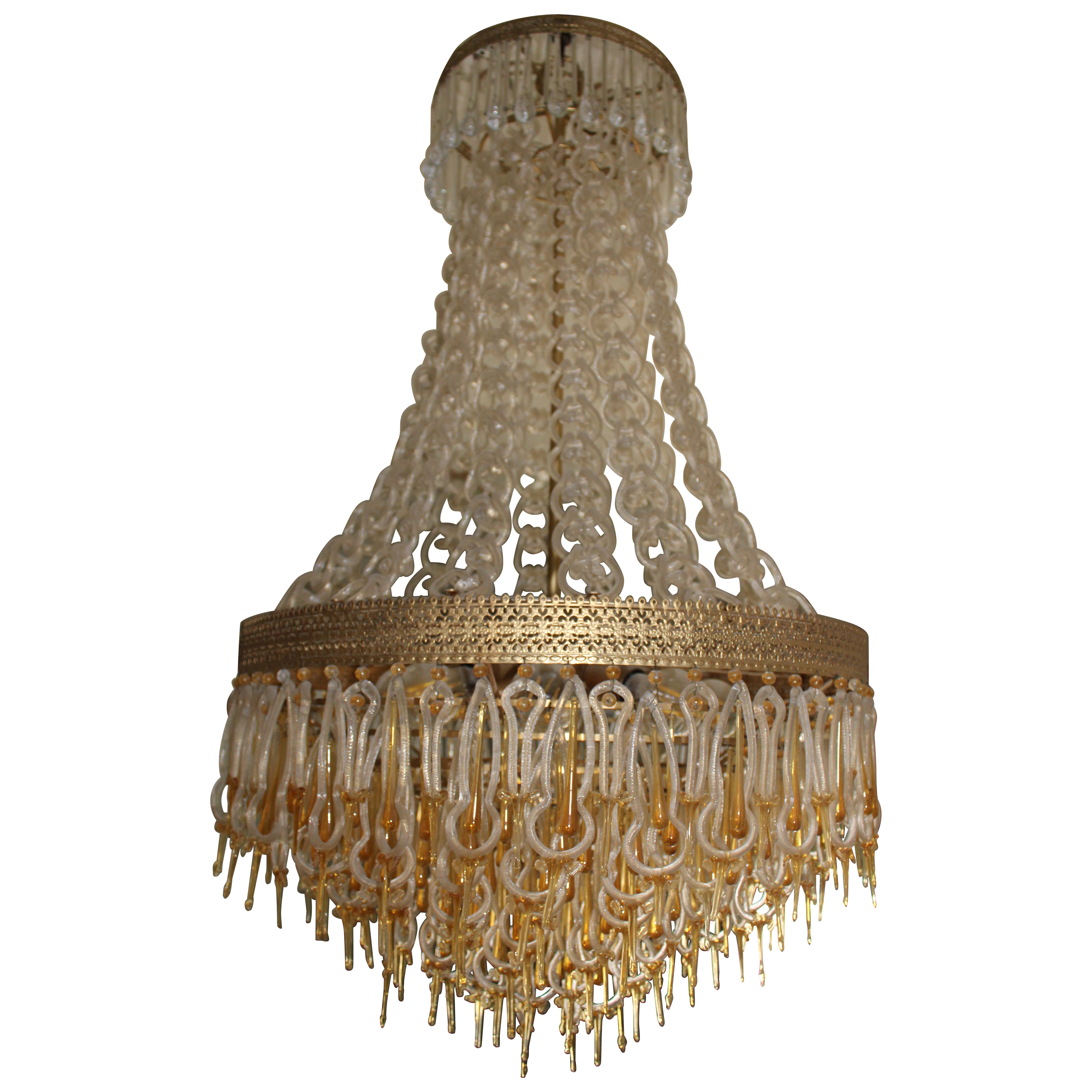 Archimdede Seguso 1950s Italy chandelier parts with gold and yellow powder Elegant For Sale