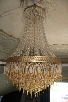 Archimdede Seguso 1950s Italy chandelier parts with gold and yellow powder Elegant