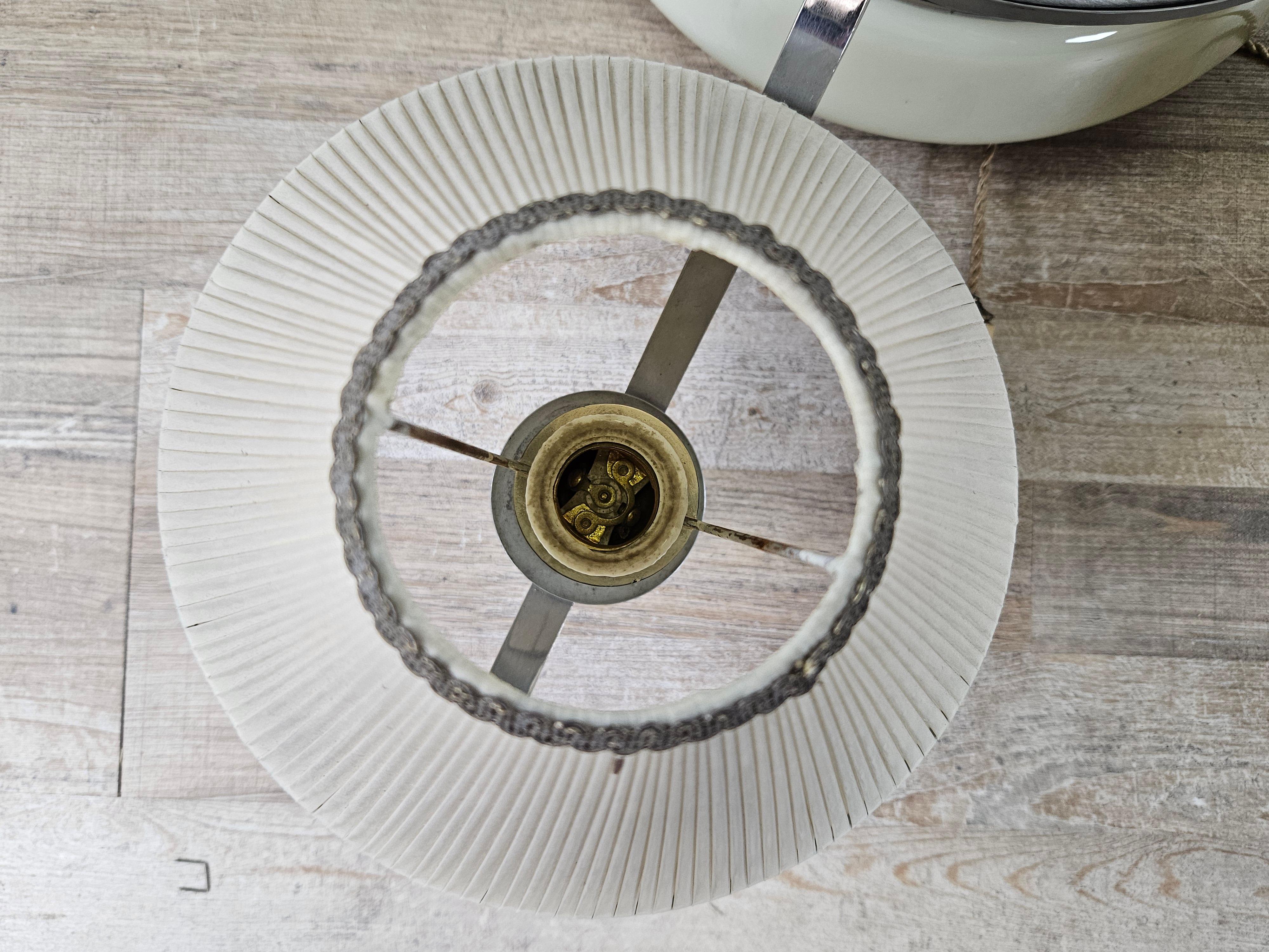 Lampadario Art Decò anni '30 in acciaio, vetro e radica en venta 4