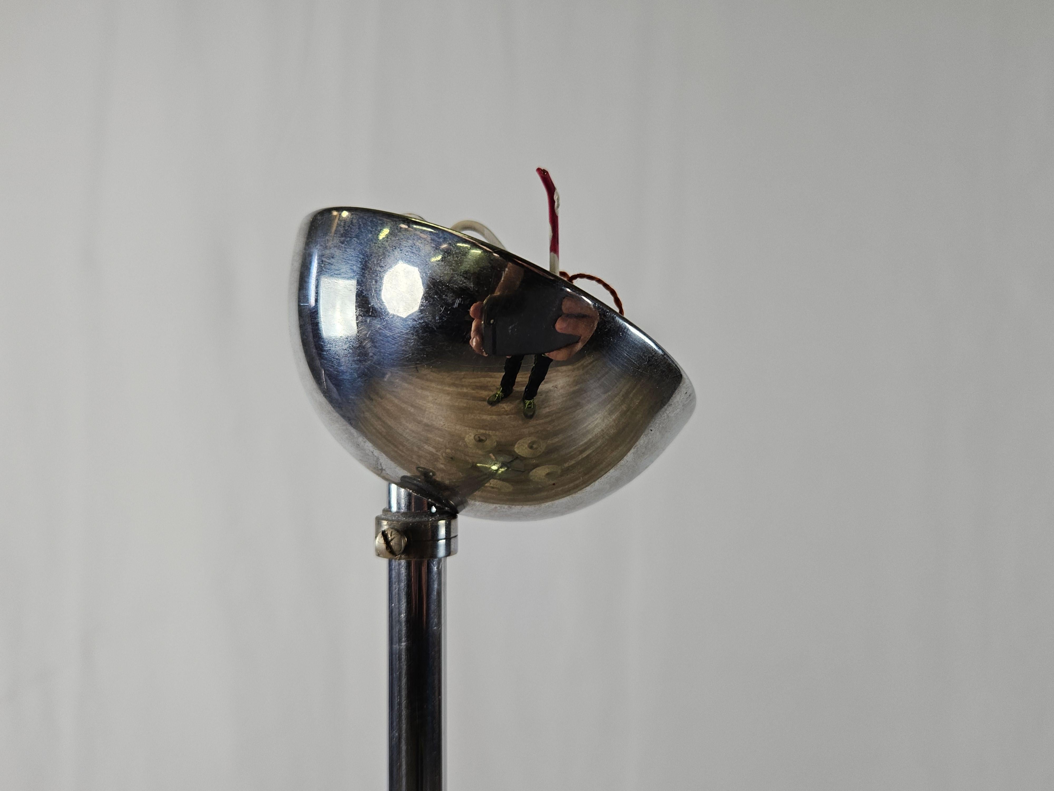 Lampadario Art Decò anni '30 in acciaio, vetro e radica en venta 11