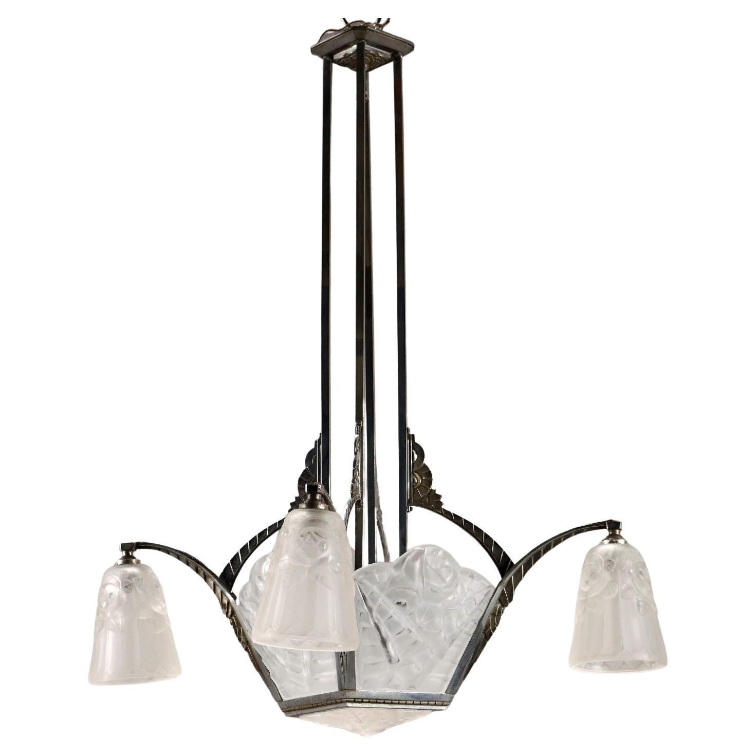 Art Deco Chandelier Degué France 1925-1935 For Sale