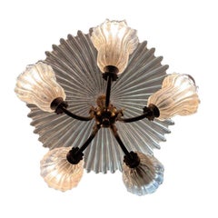 Art Deco Ercole Barovier Venini Murano Glass Chandelier 1940s