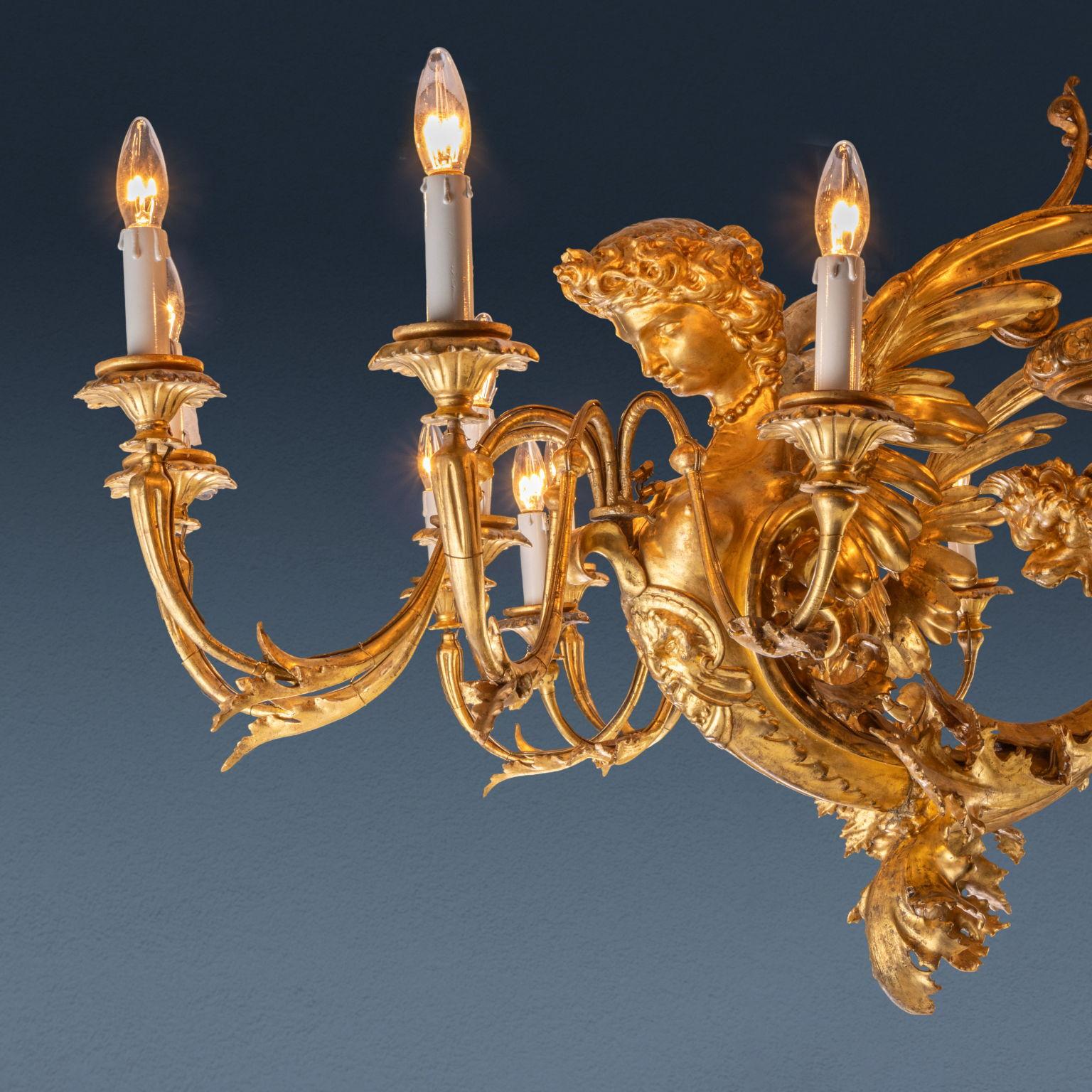 Mid-19th Century Chandelier, attributable to the workshop of Francesco Morini (1822-1899) For Sale