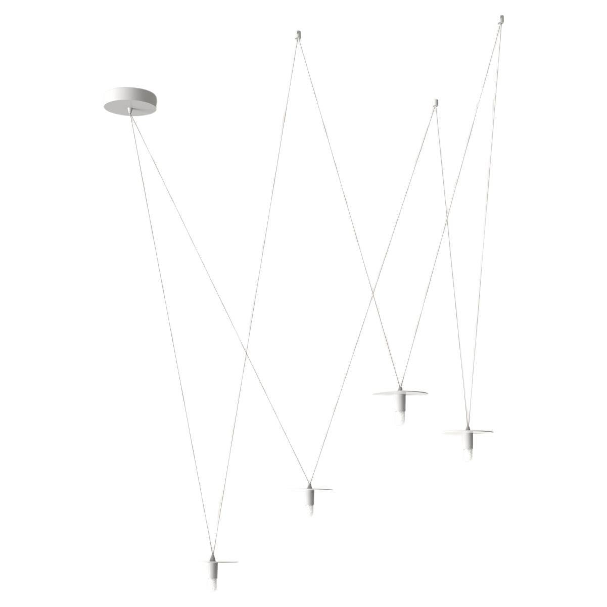 Lampadario bianco minimal 4 luci personalizzabili con diffusori per luce morbida