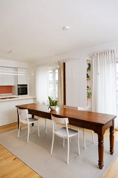 Minimal weißer Kronleuchter 6 Lichter anpassbar mit Punktlicht